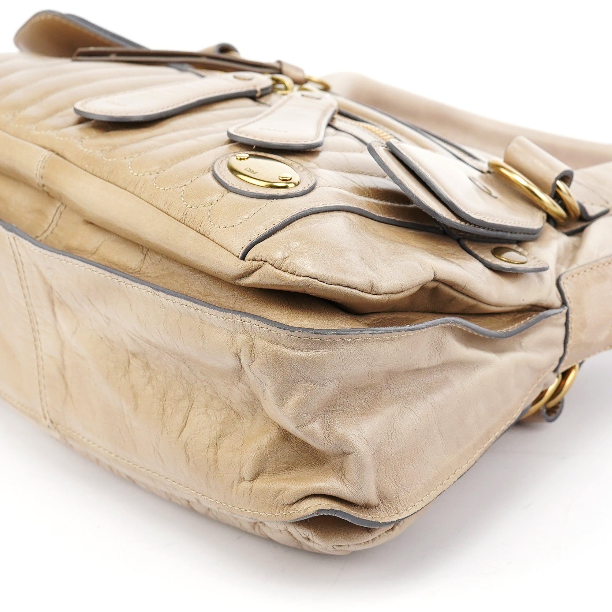 Chloe Beige Leather Bay Tote Bag