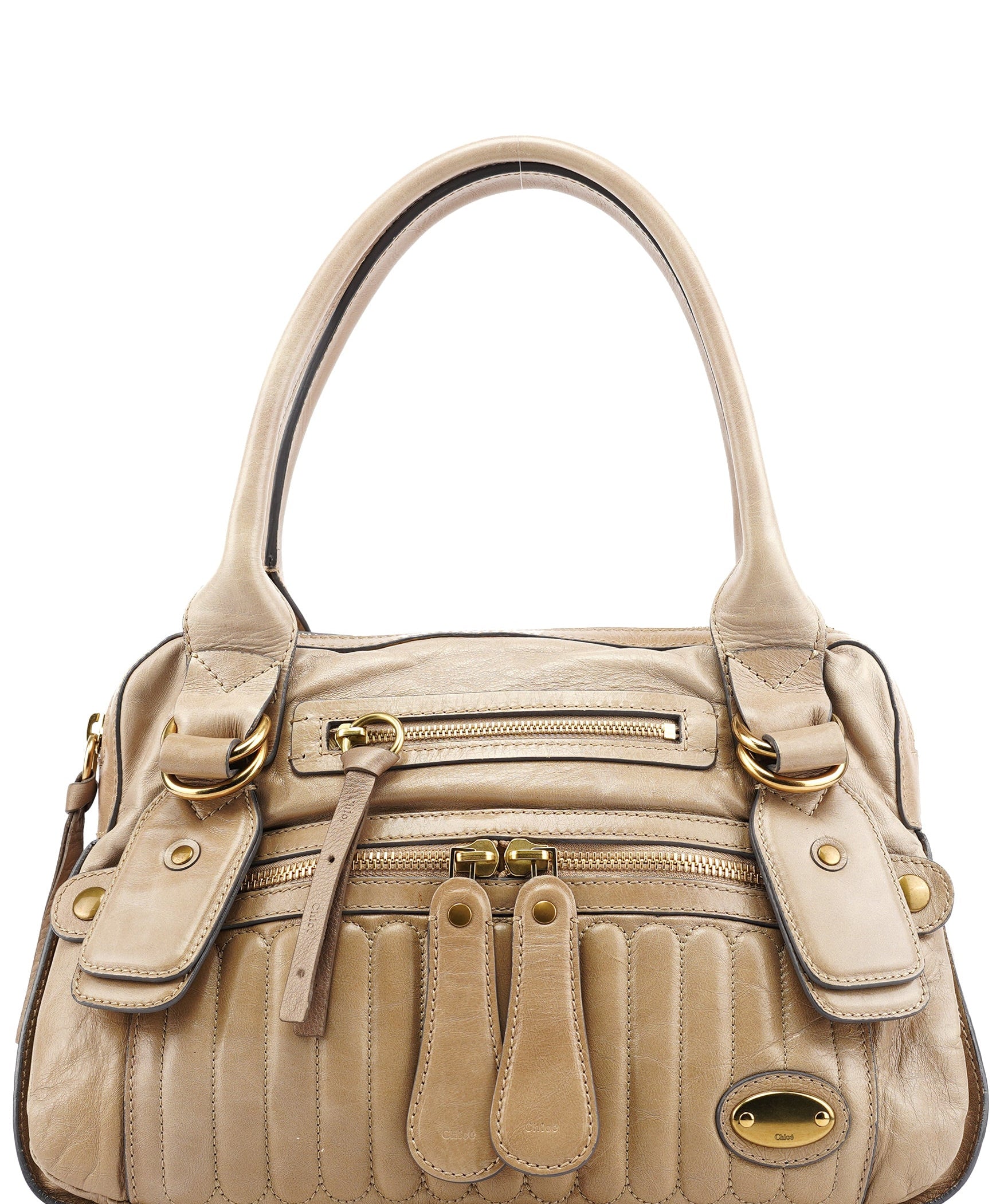 Chloe Beige Leather Bay Tote Bag