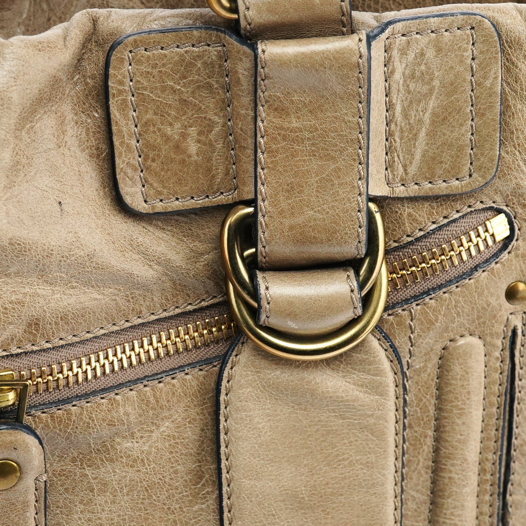 Chloe Beige Leather Bay Tote Bag