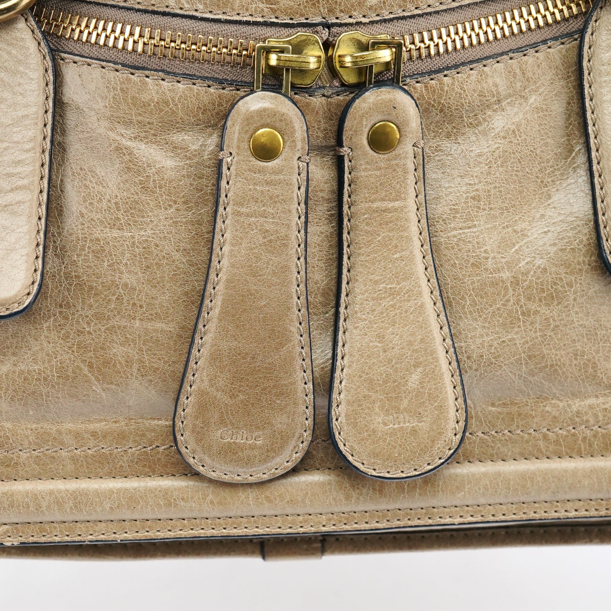 Chloe Beige Leather Bay Tote Bag