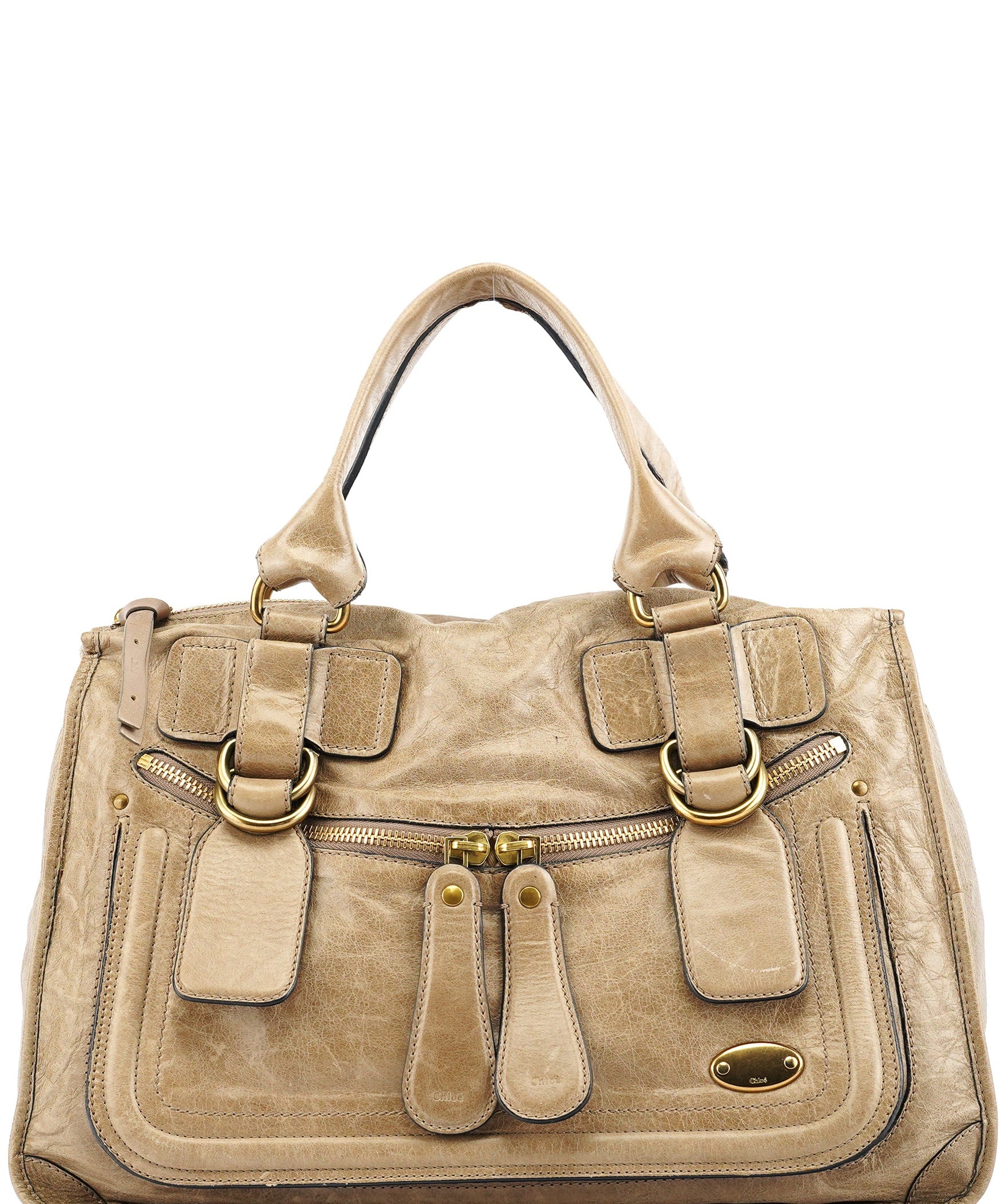 Chloe Beige Leather Bay Tote Bag