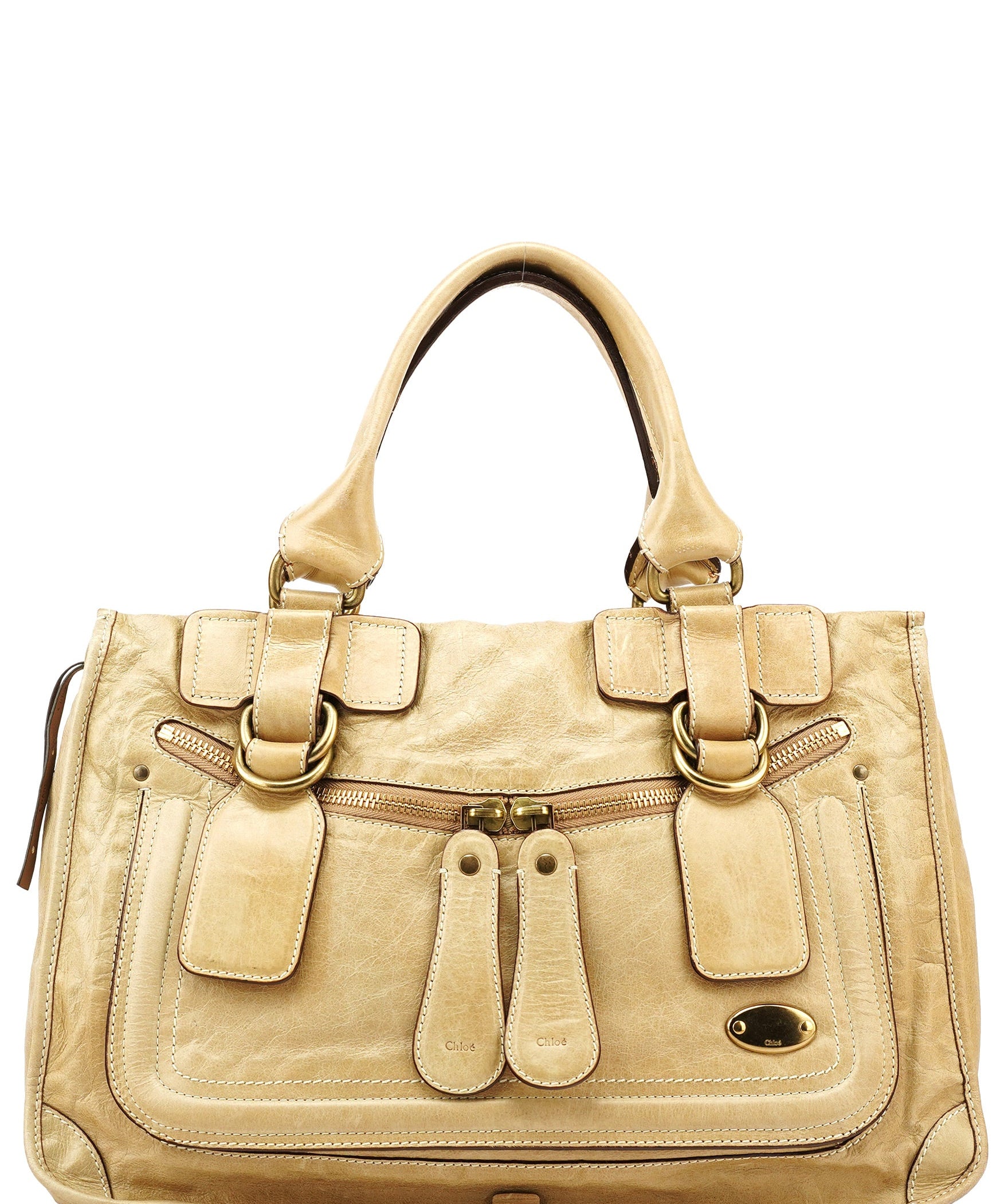 Chloe Beige Leather Bay Tote Bag