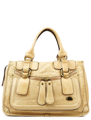 Chloe Beige Leather Bay Tote Bag
