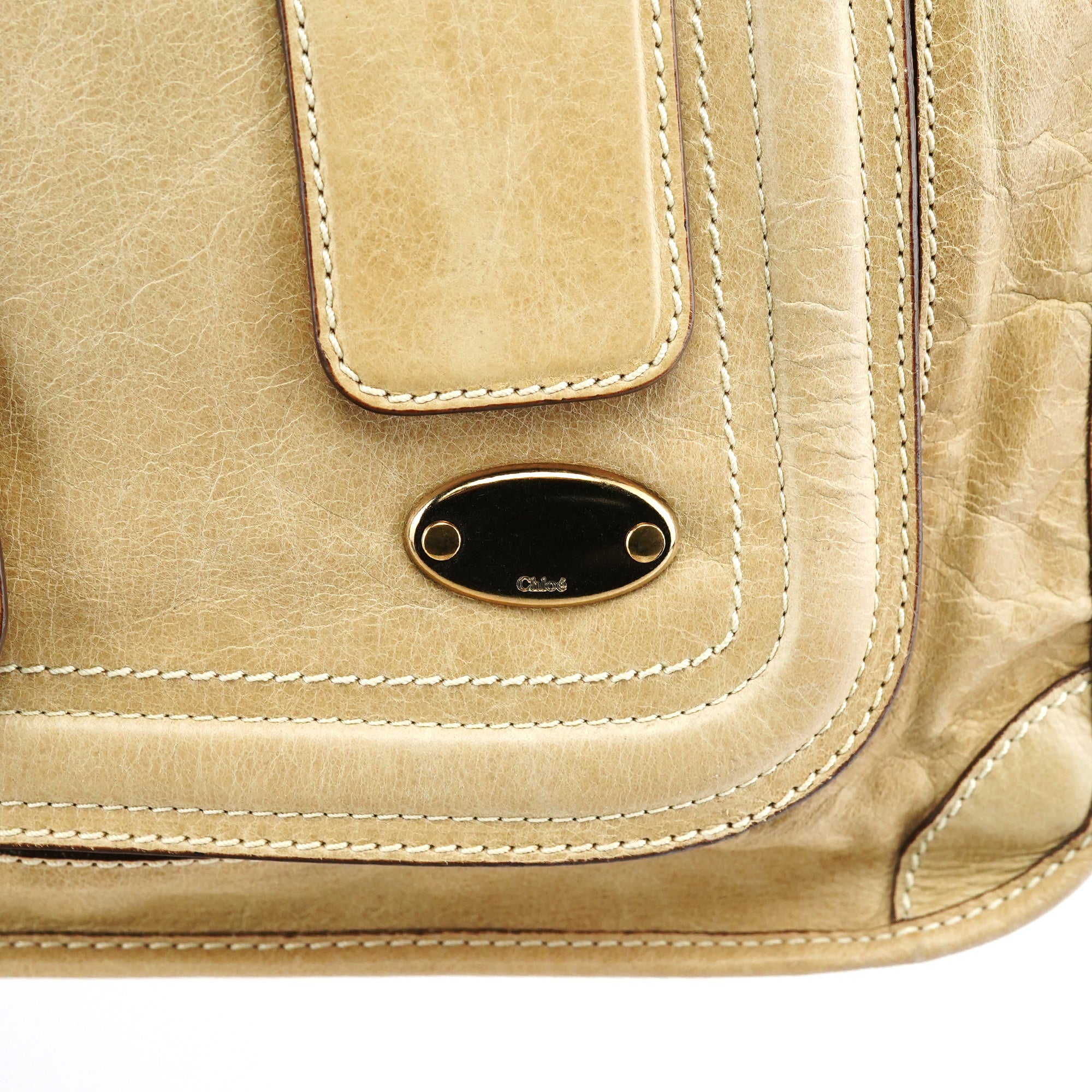 Chloé Sac cabas Bay en cuir beige