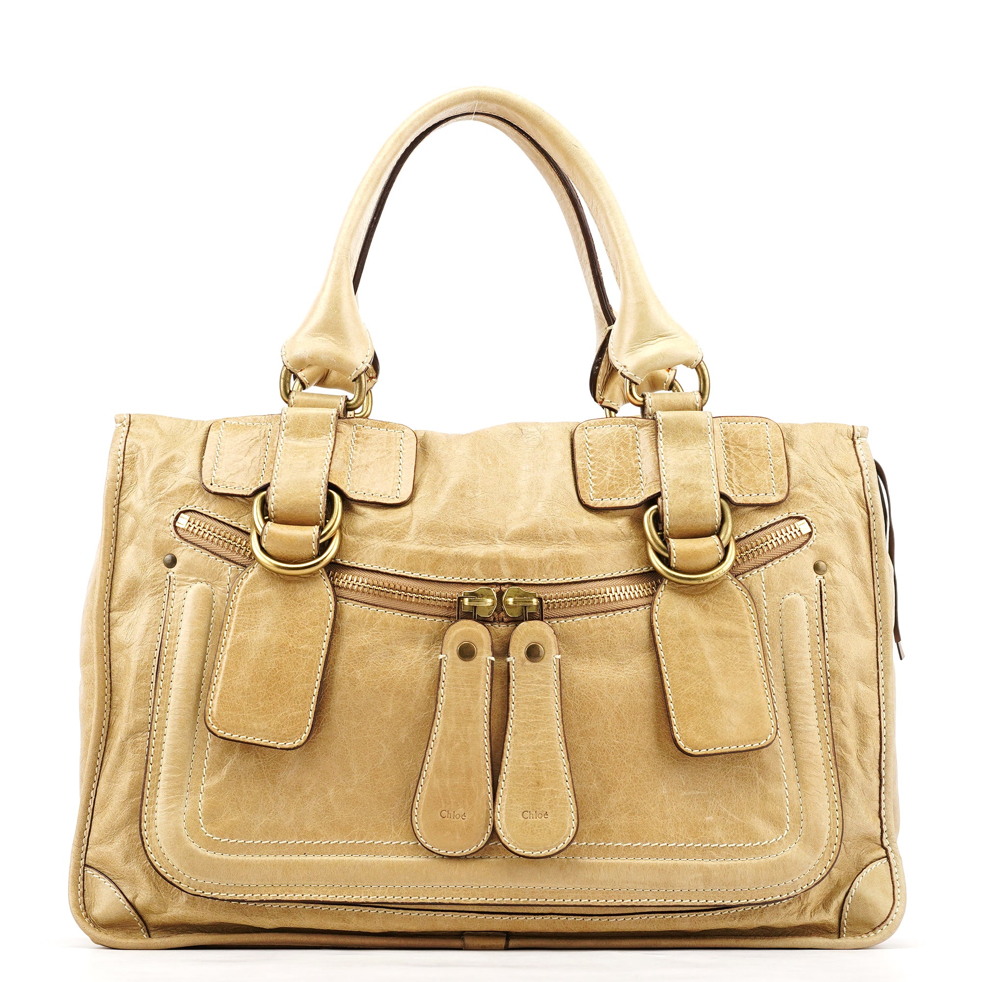 Chloé Sac cabas Bay en cuir beige