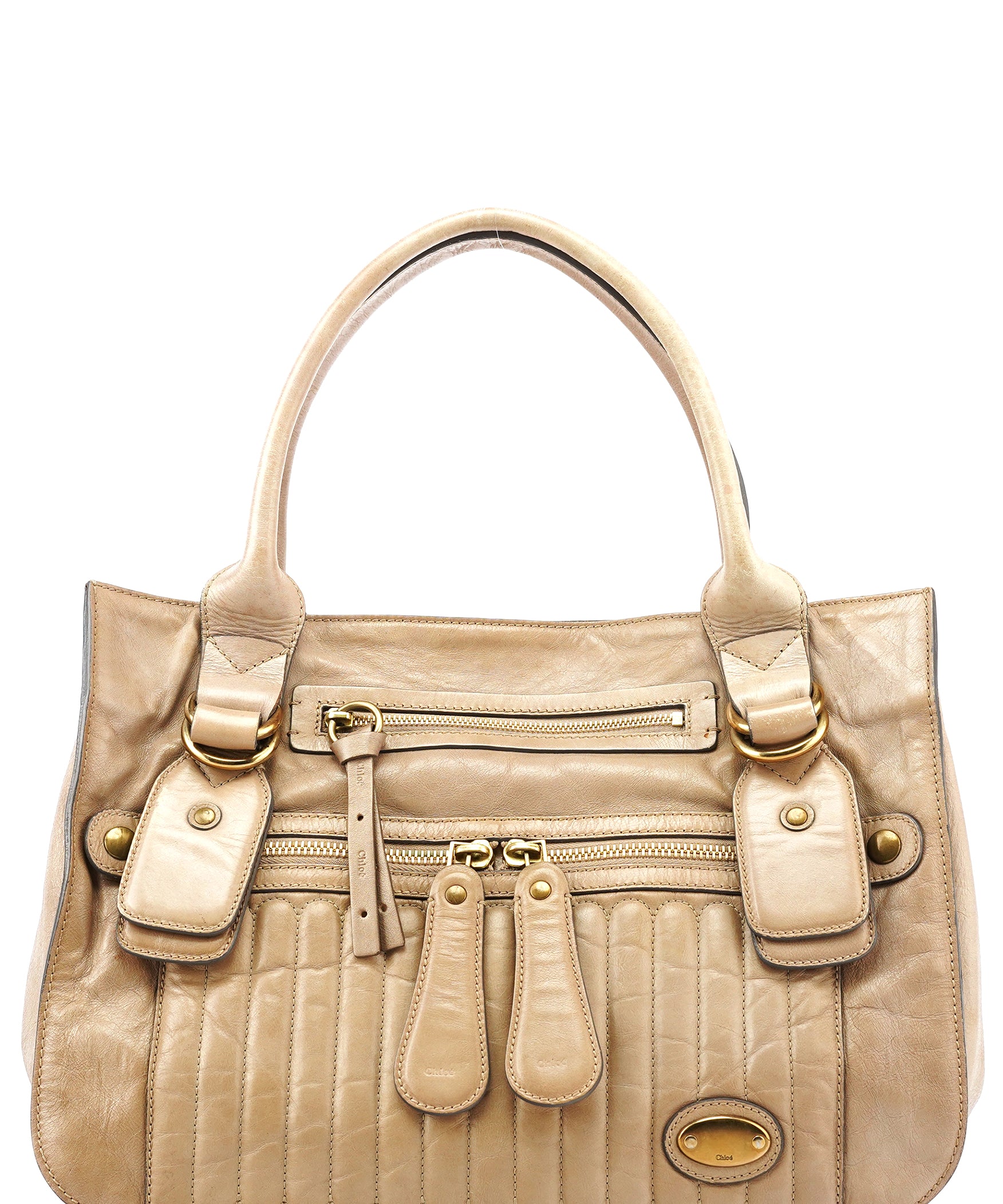 Chloé Beige Leather Bay Tote Bag