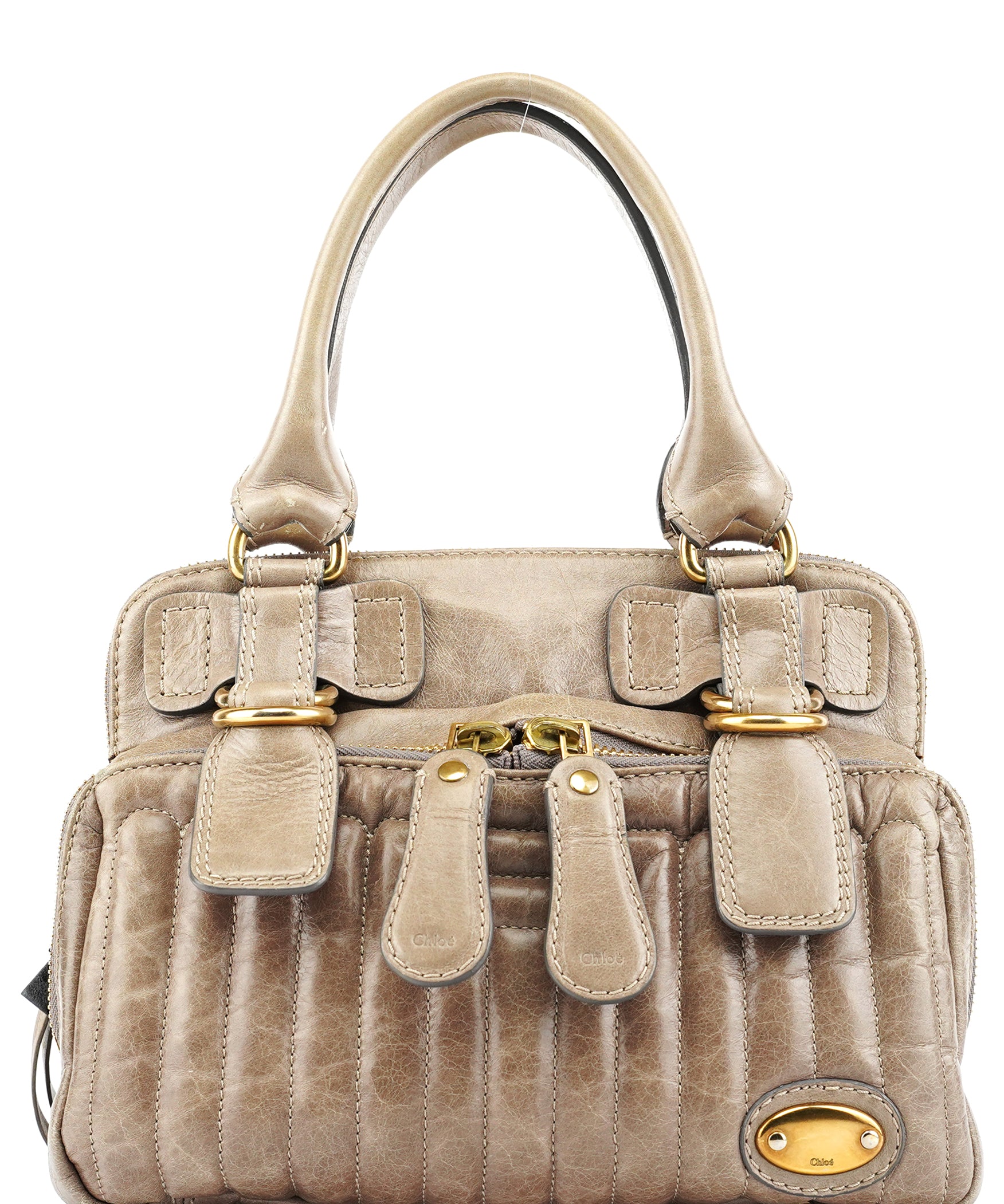 Chloé Beige Leather Bay Tote Bag