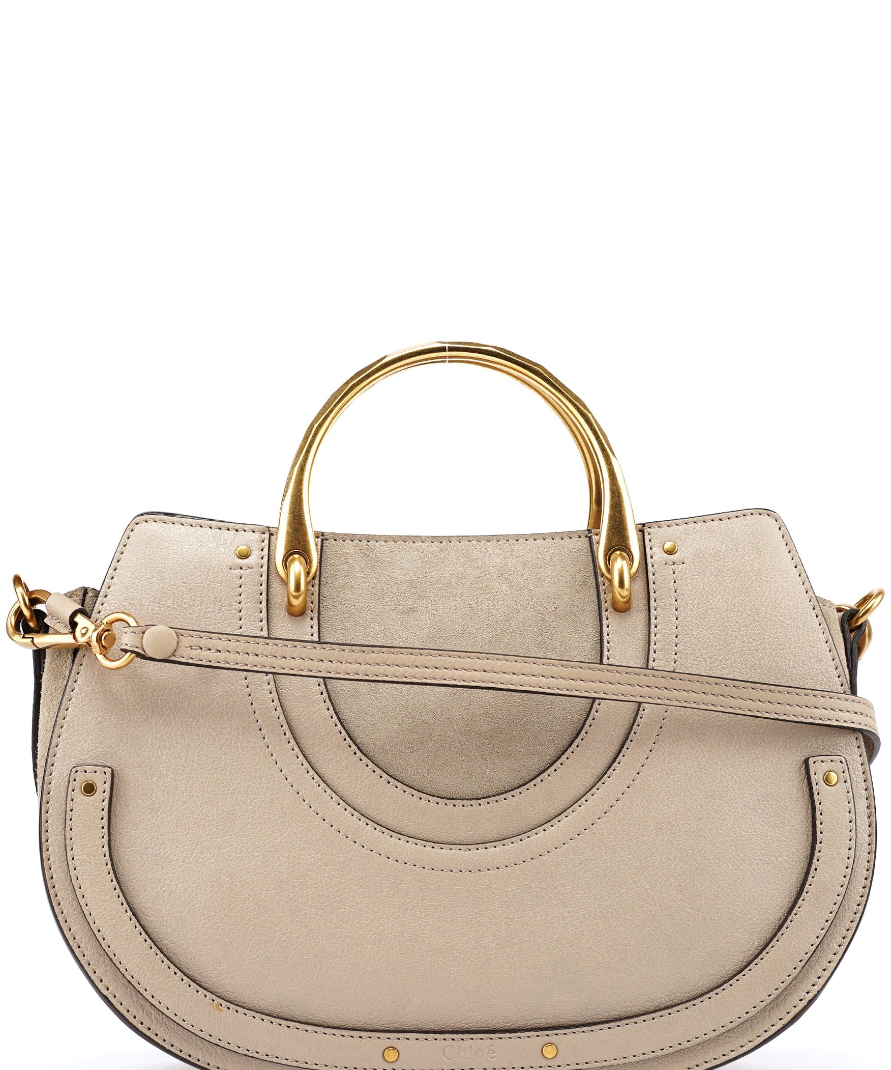 Chloé Beige Leather Gold Handle 2-Way Bag