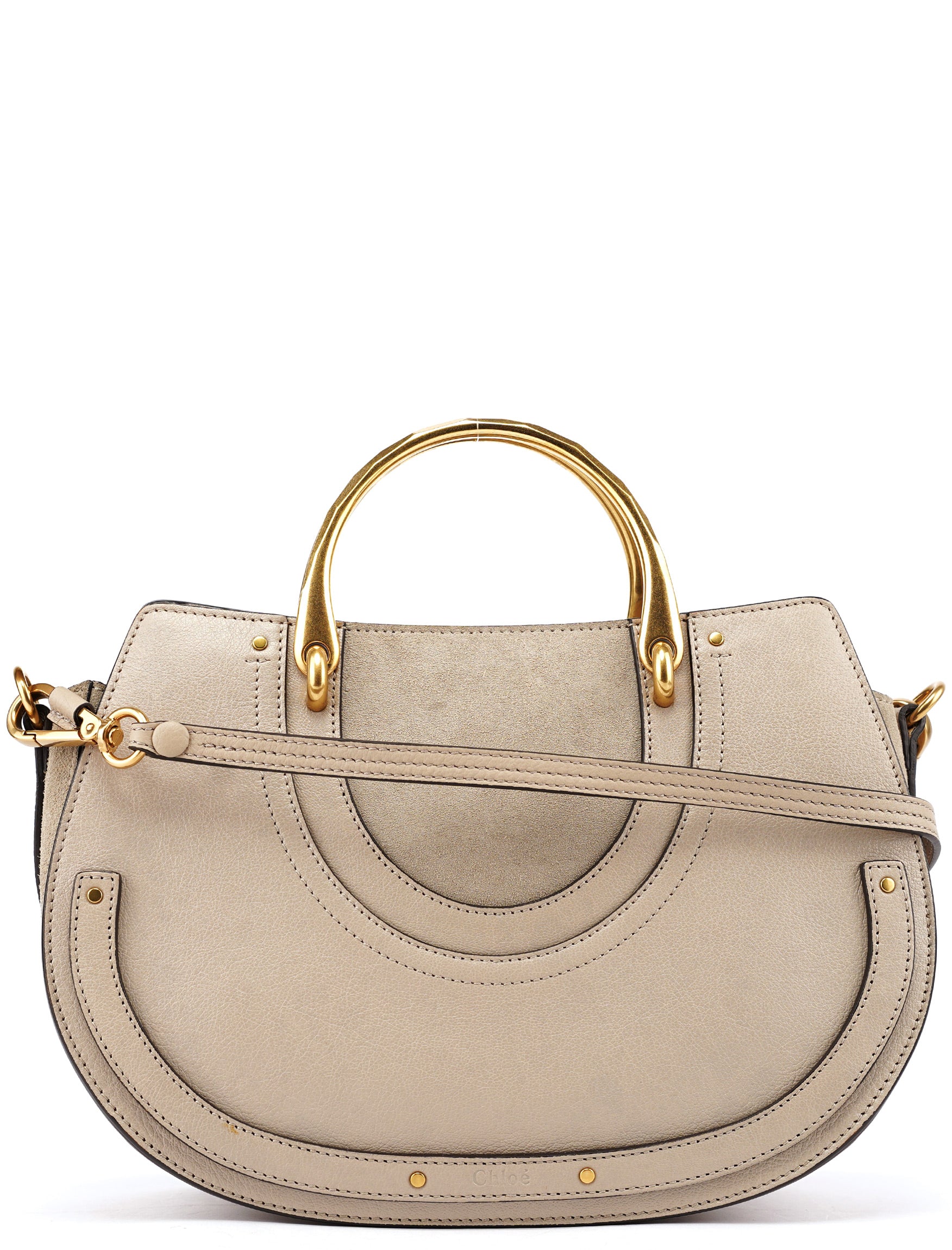 Chloé Beige Leather Gold Handle 2-Way Bag