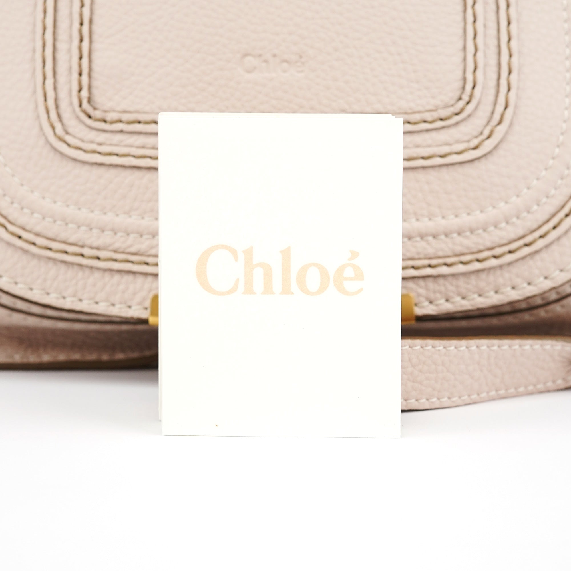 Chloé Sac deux portés Marcie en cuir beige
