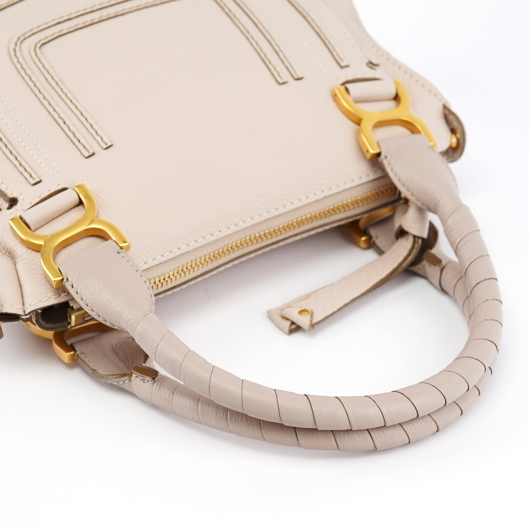 Chloé Sac deux portés Marcie en cuir beige