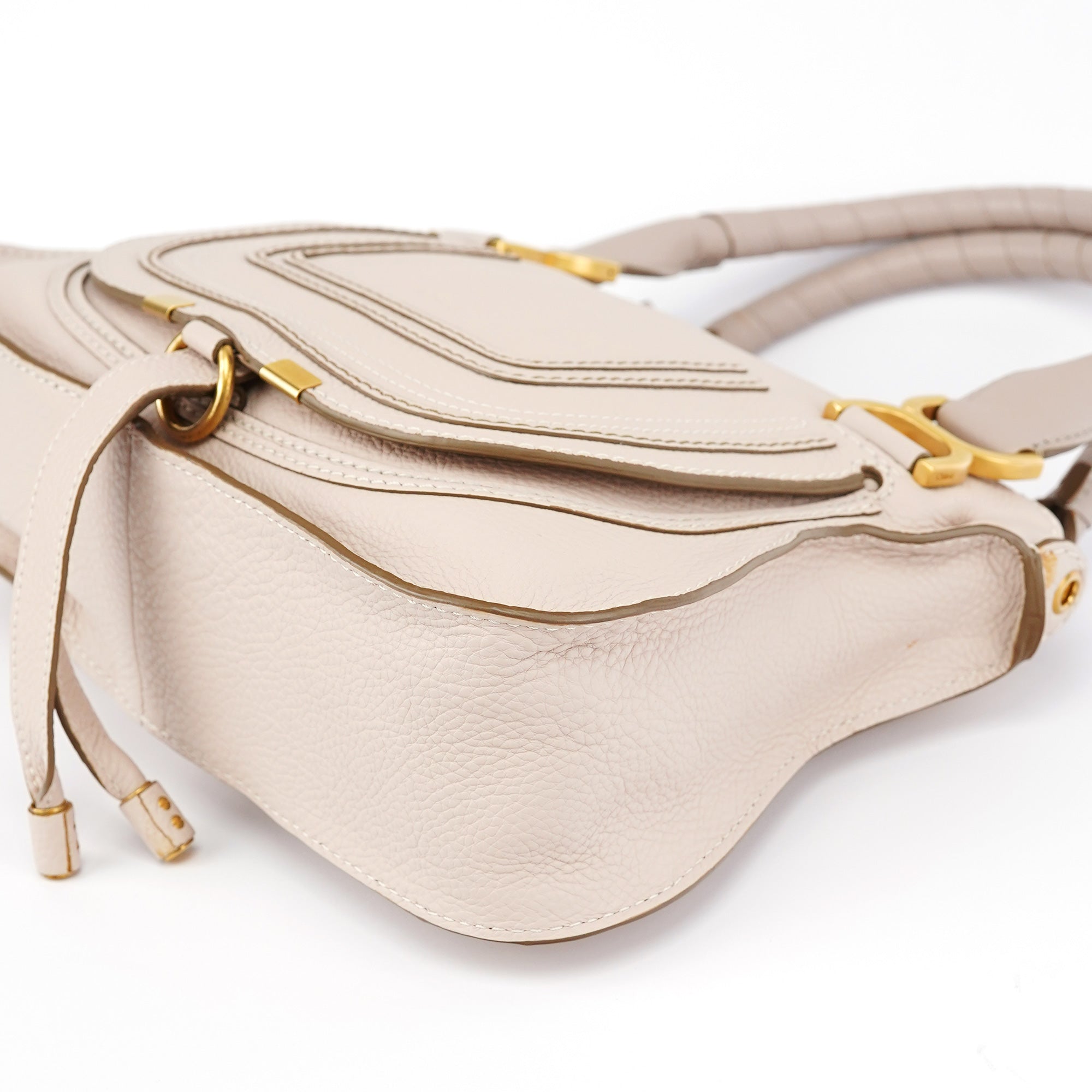 Chloé Sac deux portés Marcie en cuir beige
