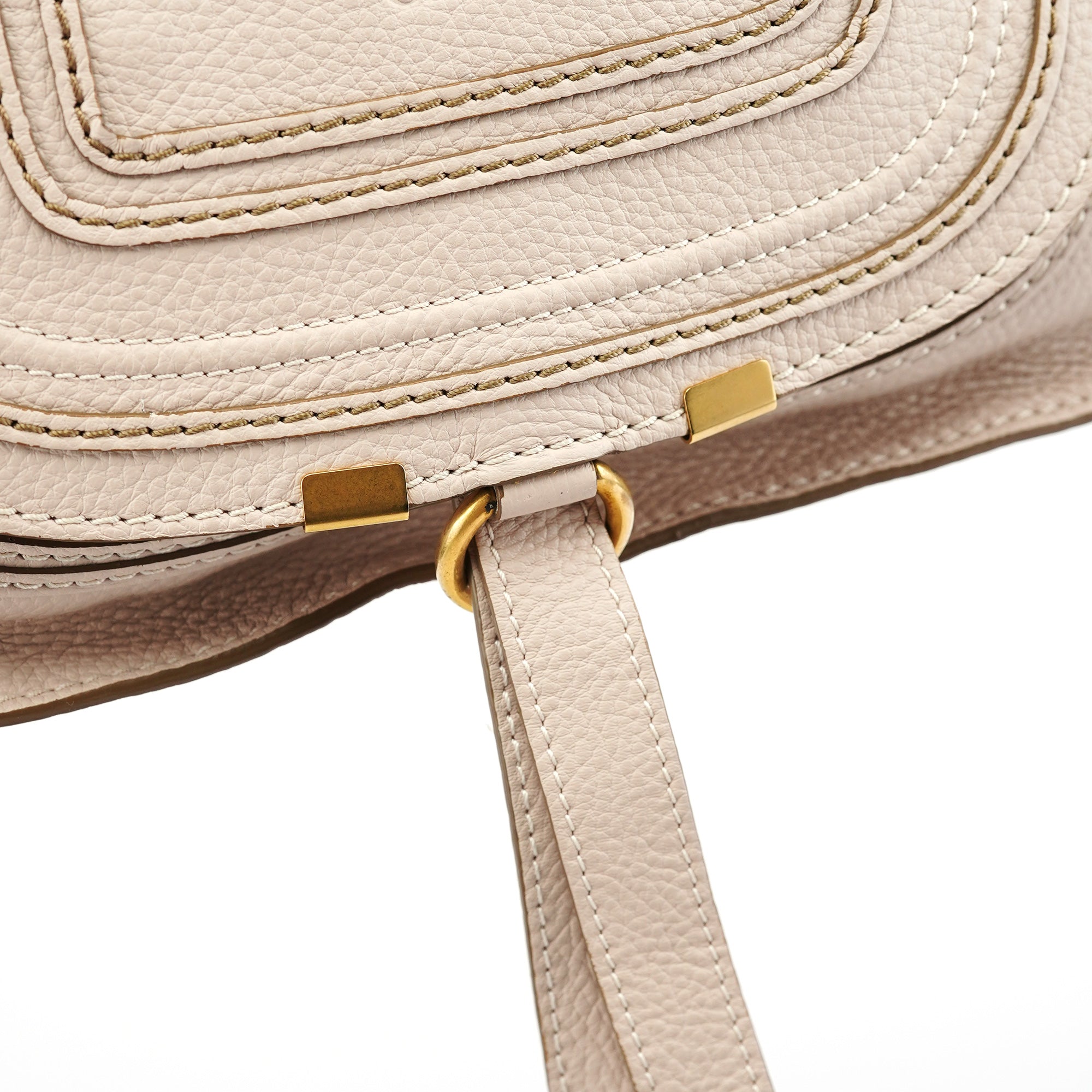 Chloé Sac deux portés Marcie en cuir beige