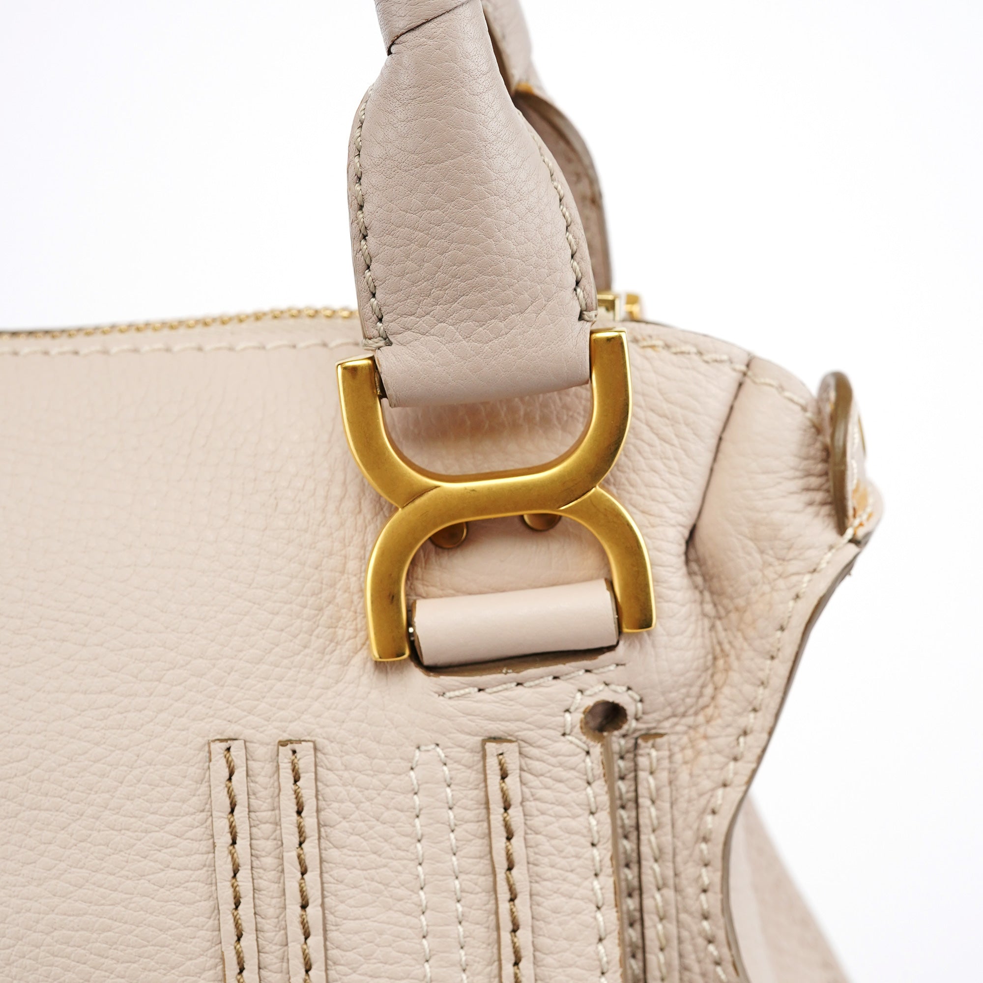 Chloé Sac deux portés Marcie en cuir beige