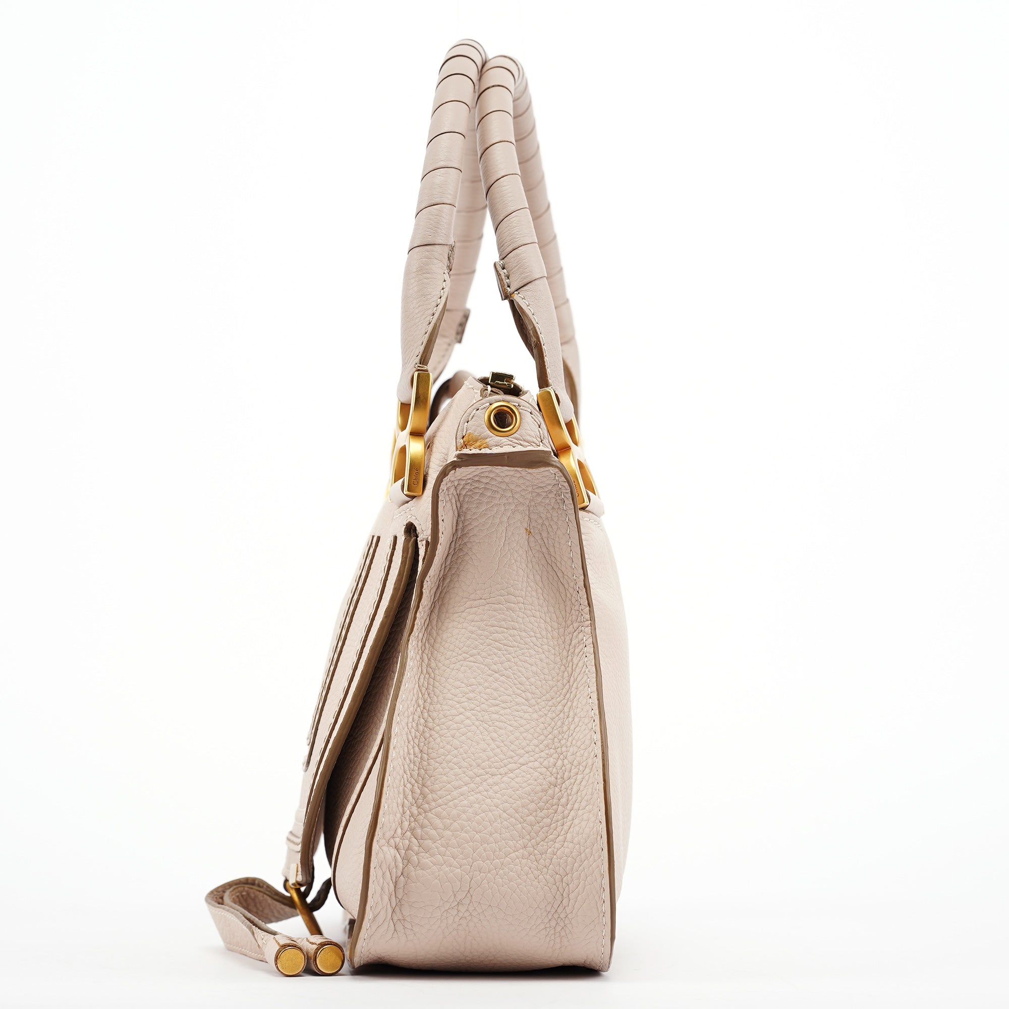 Chloé Sac deux portés Marcie en cuir beige