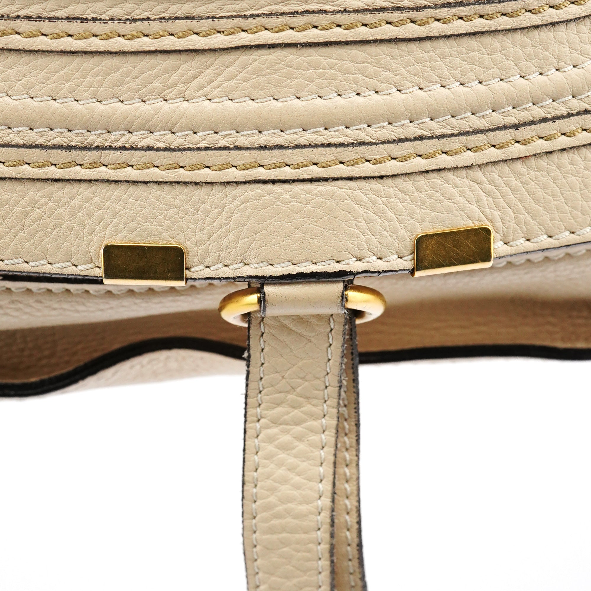 Chloé Sac deux portés Marcie en cuir beige