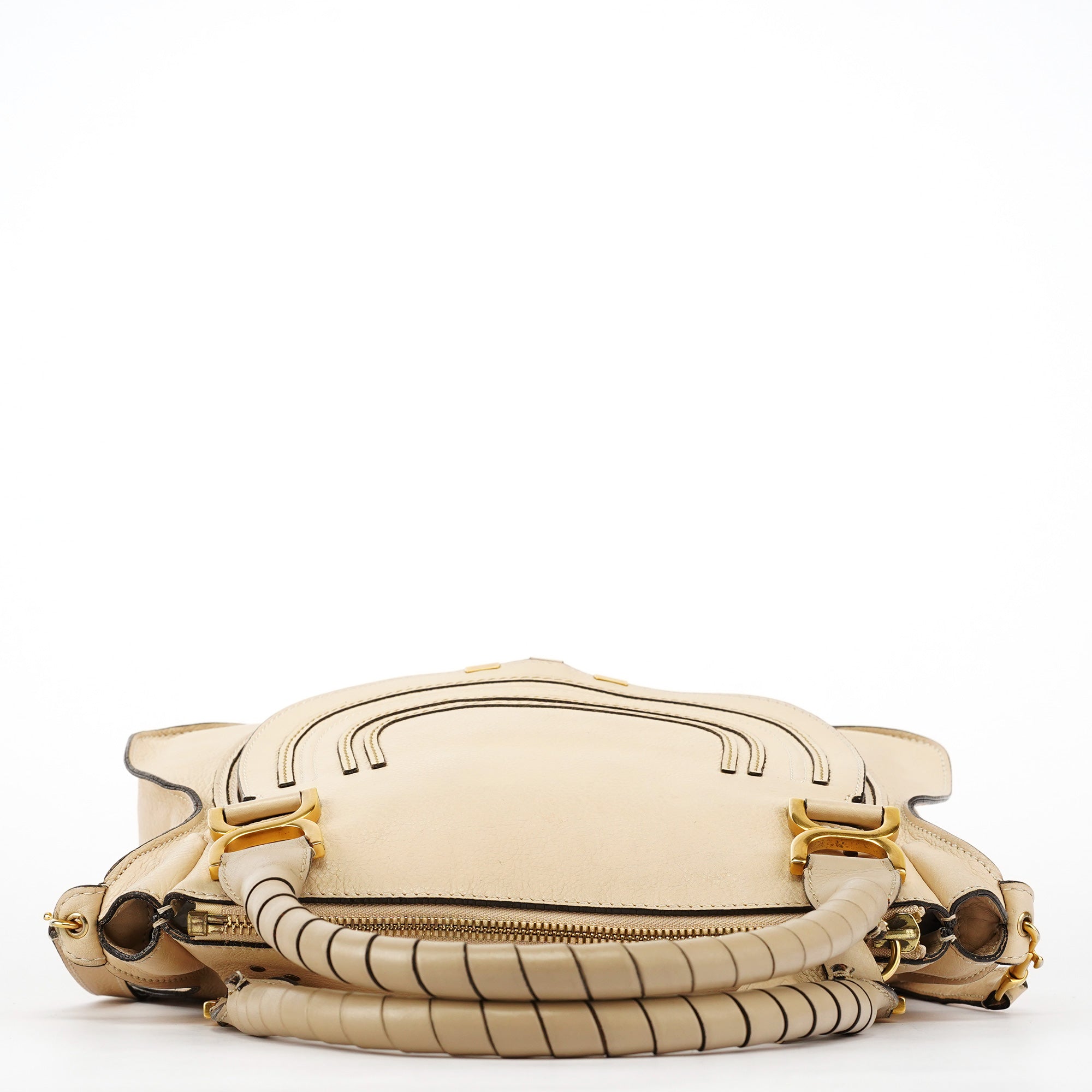 Chloé Sac deux portés Marcie en cuir beige