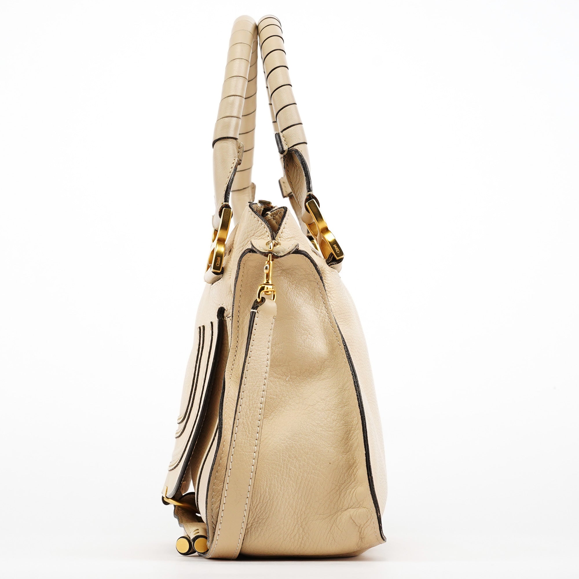 Chloé Sac deux portés Marcie en cuir beige