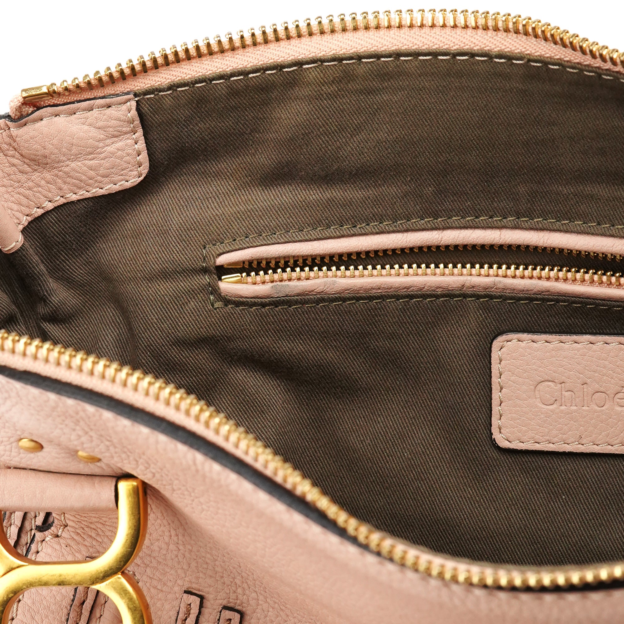 Chloé Bolso Marcie de piel beige
