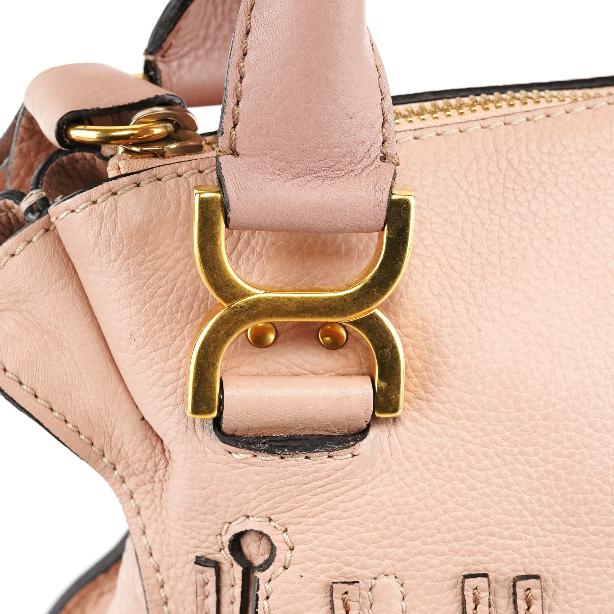 Chloé Bolso Marcie de piel beige