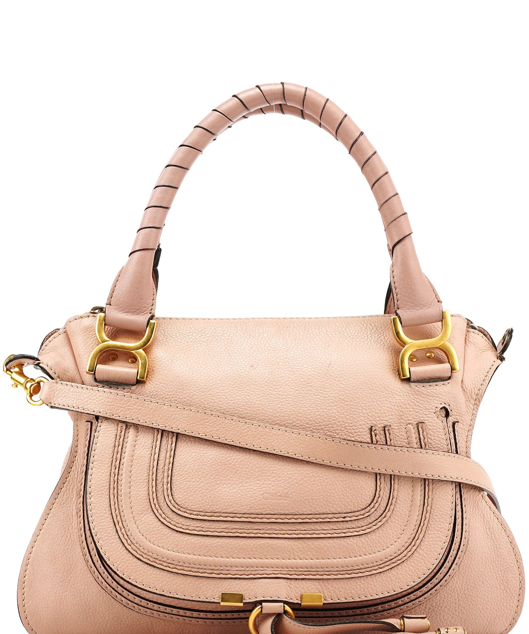 Chloé Bolso Marcie de piel beige