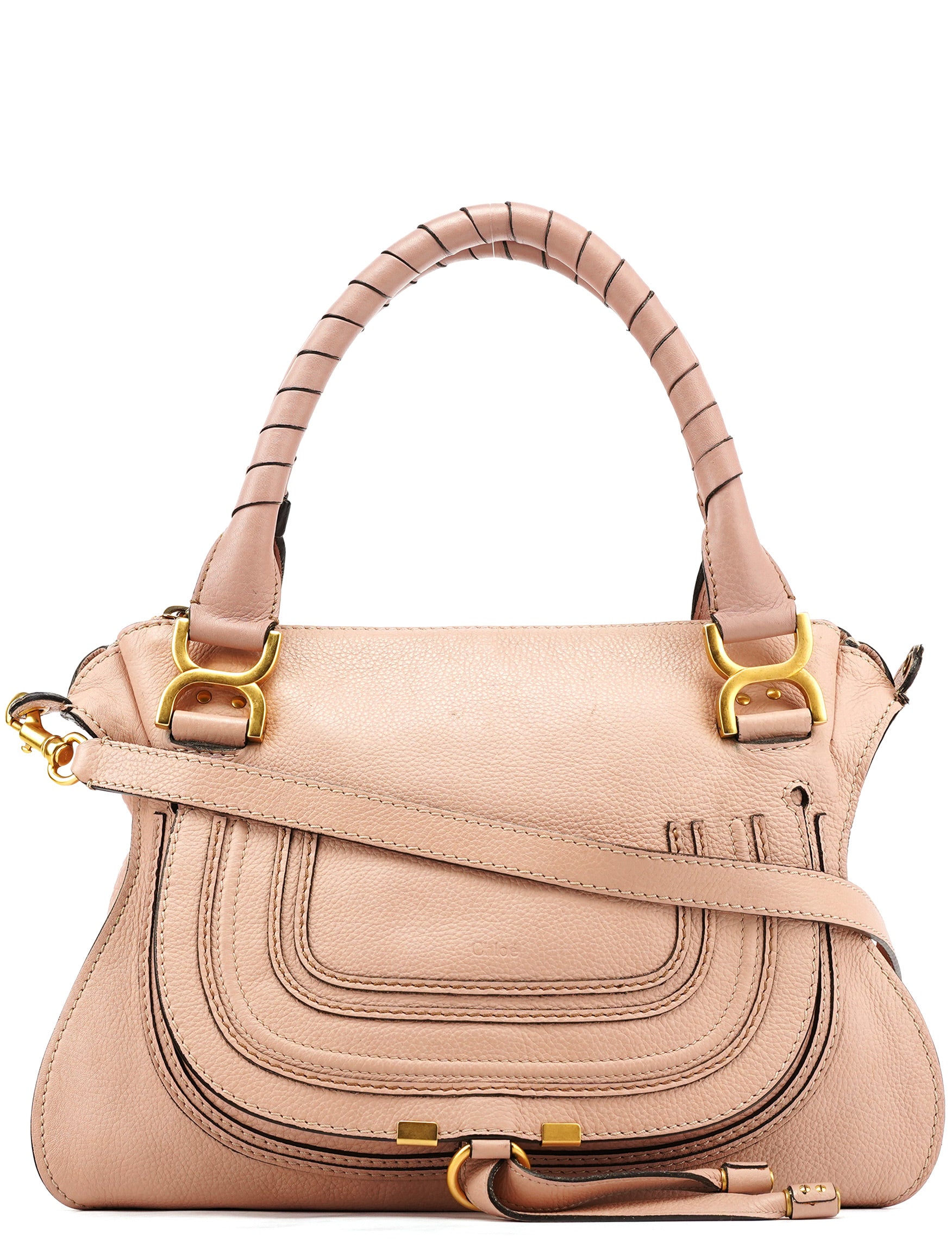 Chloé Bolso Marcie de piel beige