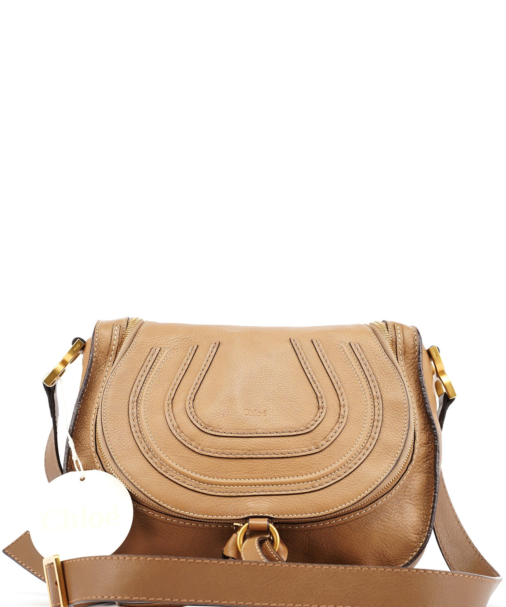 Chloe Beige Leather Marcie Crossbody Bag