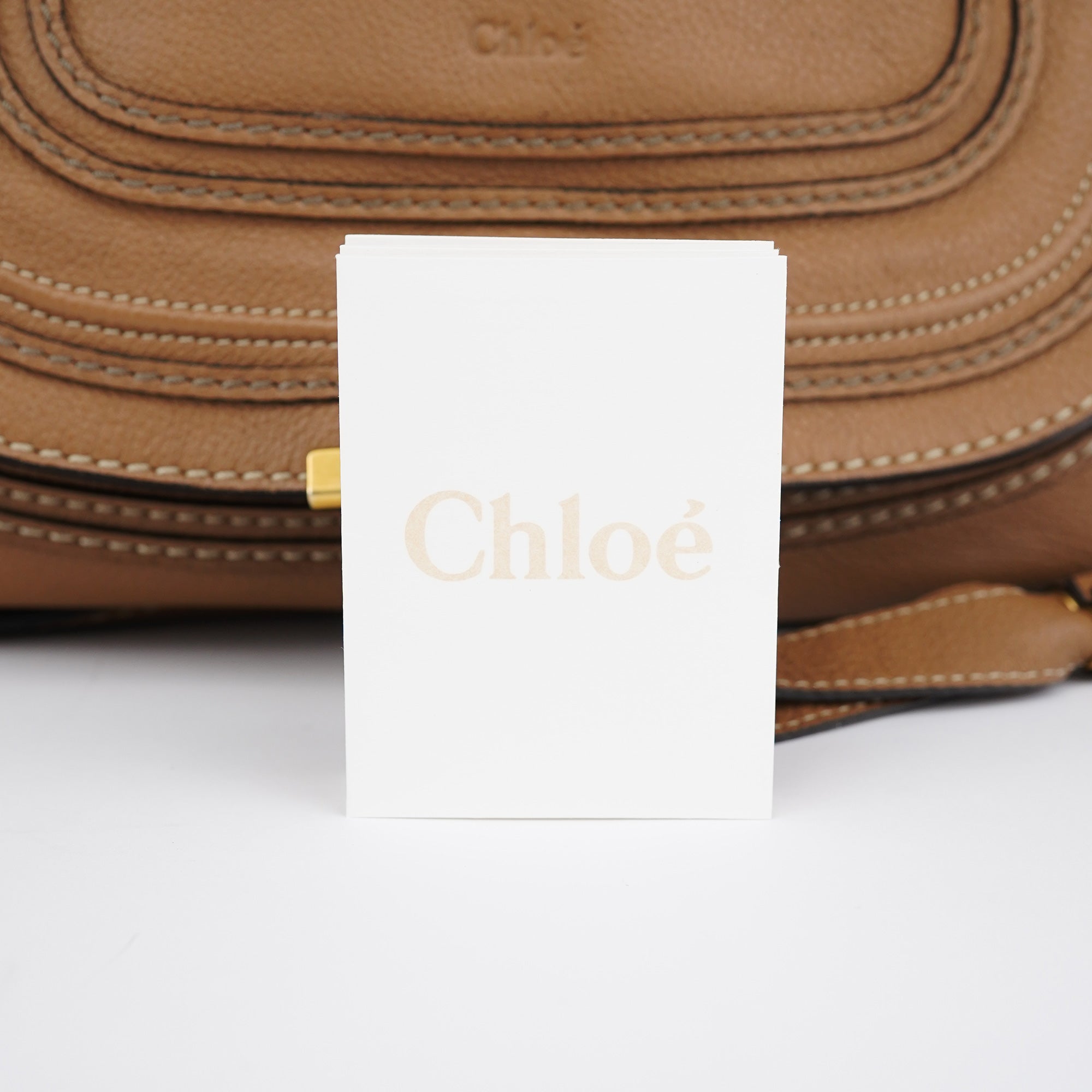 Chloé Sac porté épaule Marcie en cuir beige