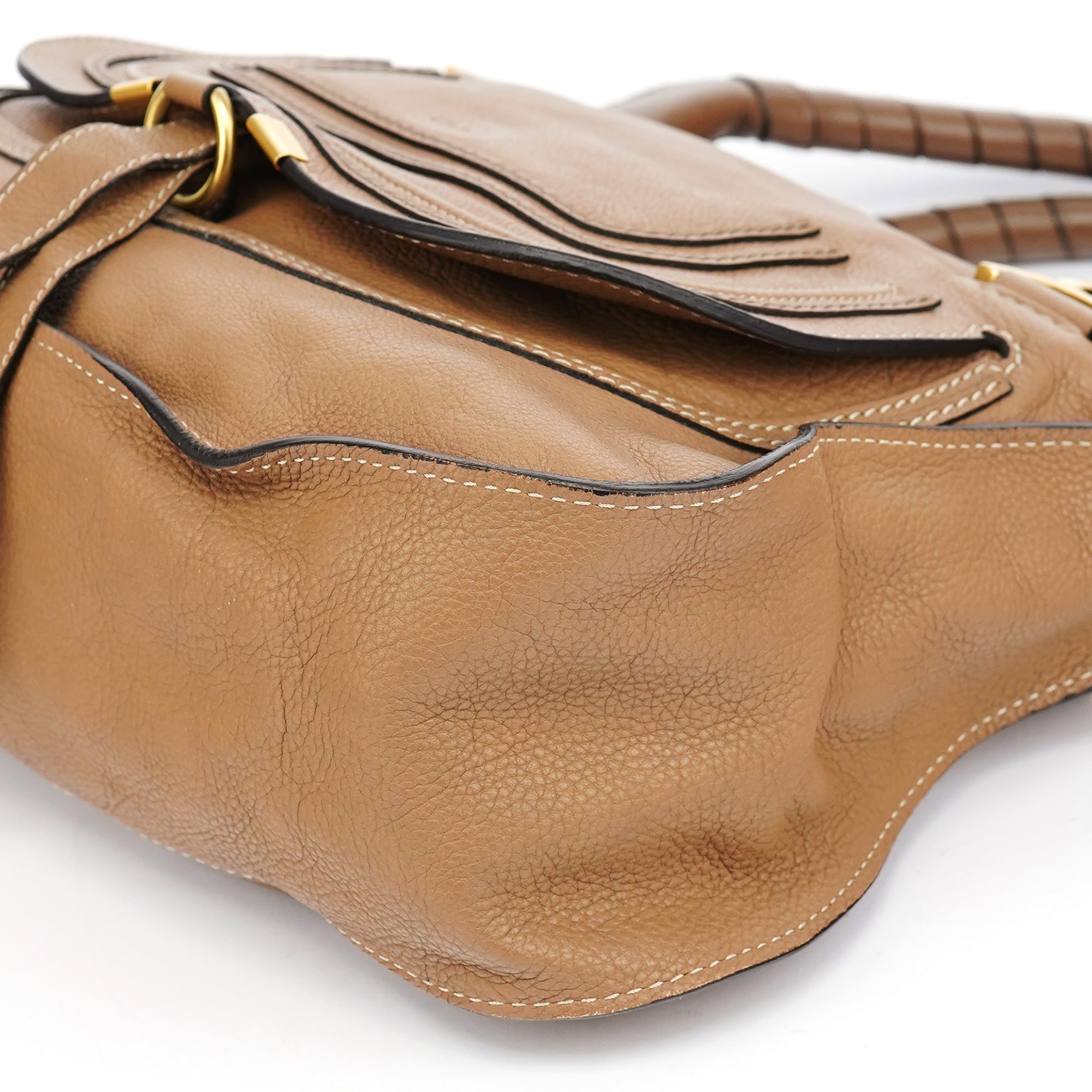 Chloé Sac porté épaule Marcie en cuir beige