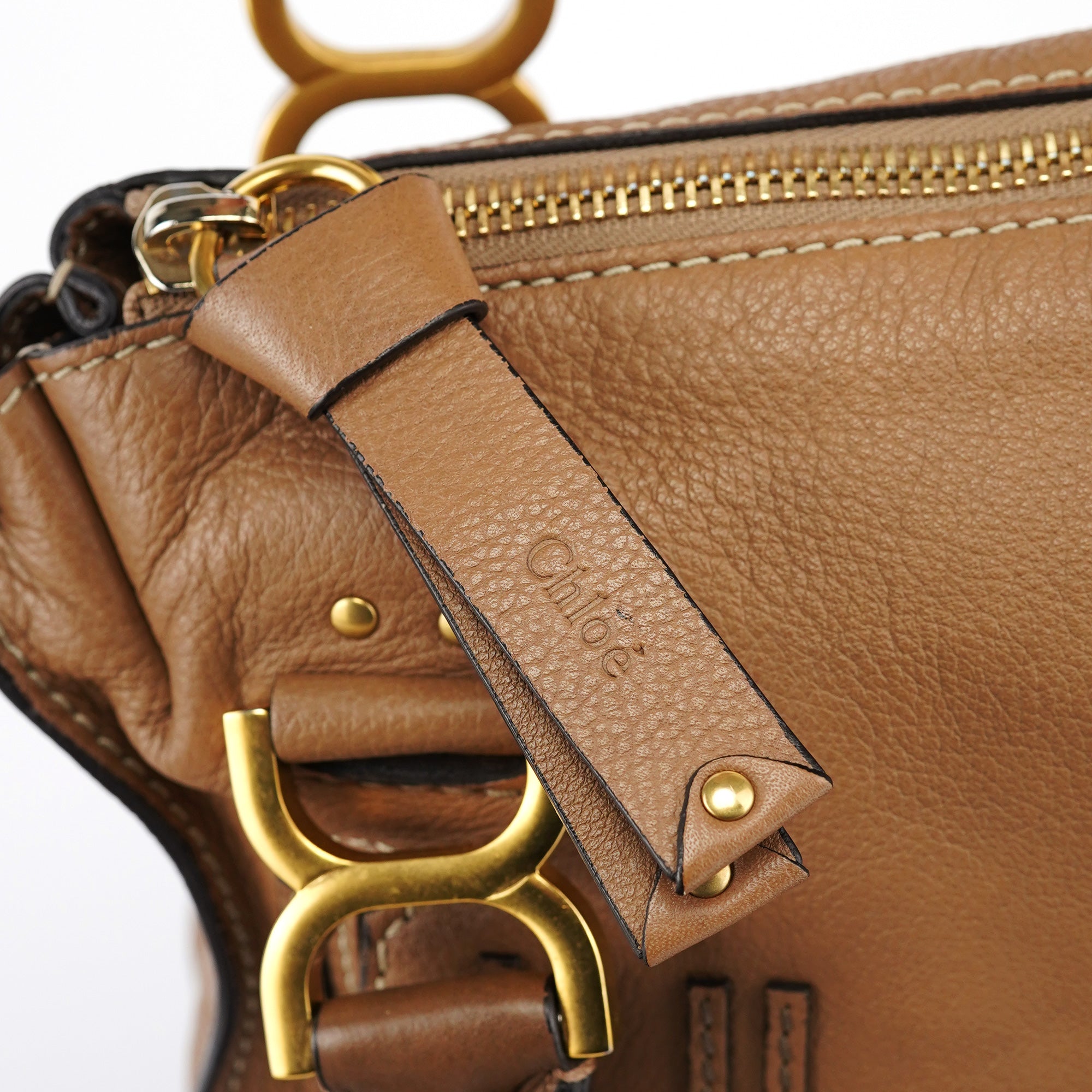 Chloé Sac porté épaule Marcie en cuir beige