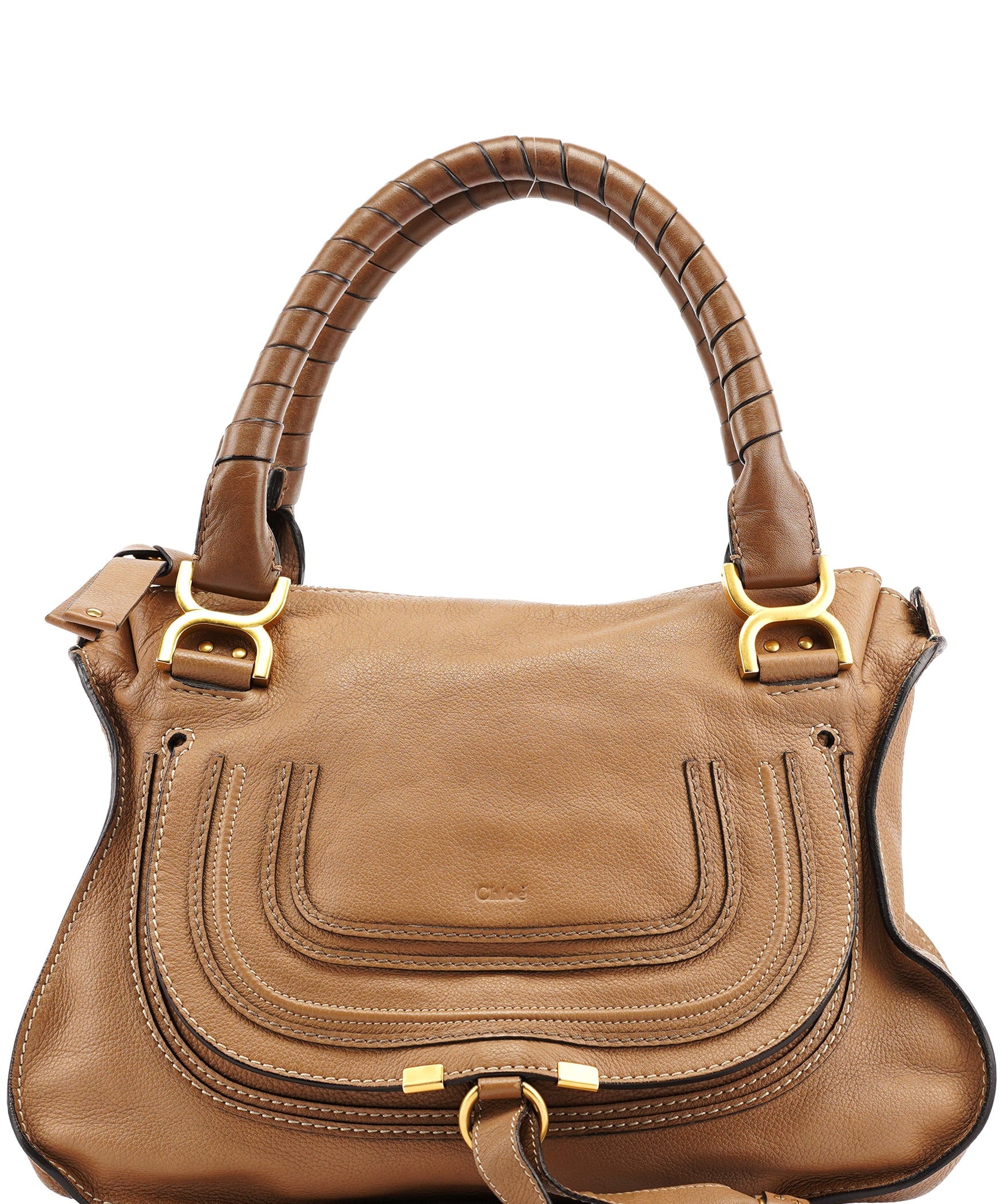 Chloe Beige Leather Marcie Shoulder Bag