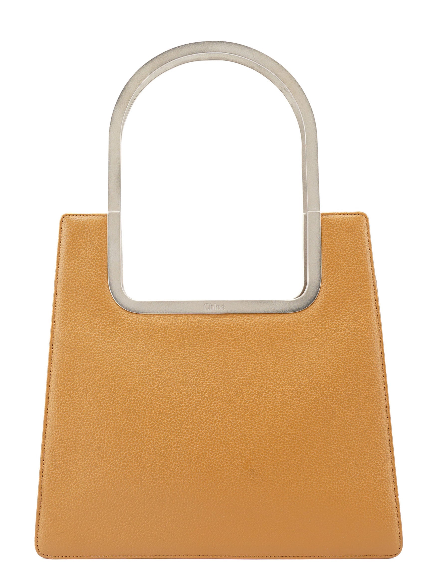 Chloé Schultertasche mit Metallhenkel aus Leder in Beige