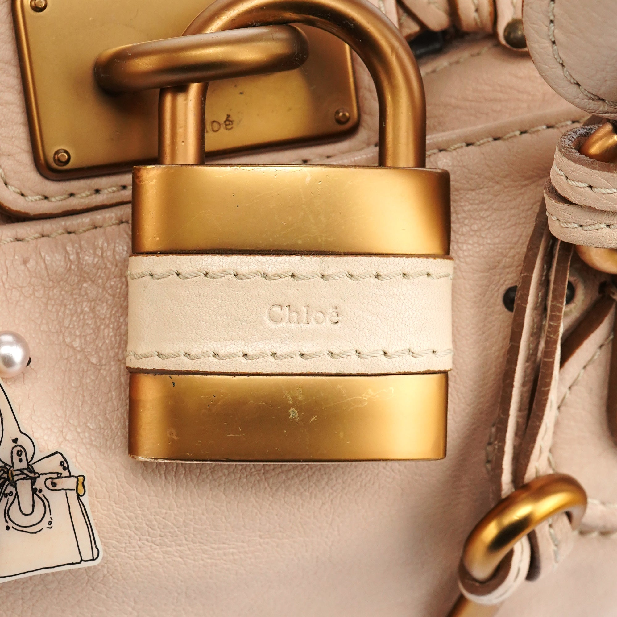 Chloé Sac à poignée Paddington en cuir beige
