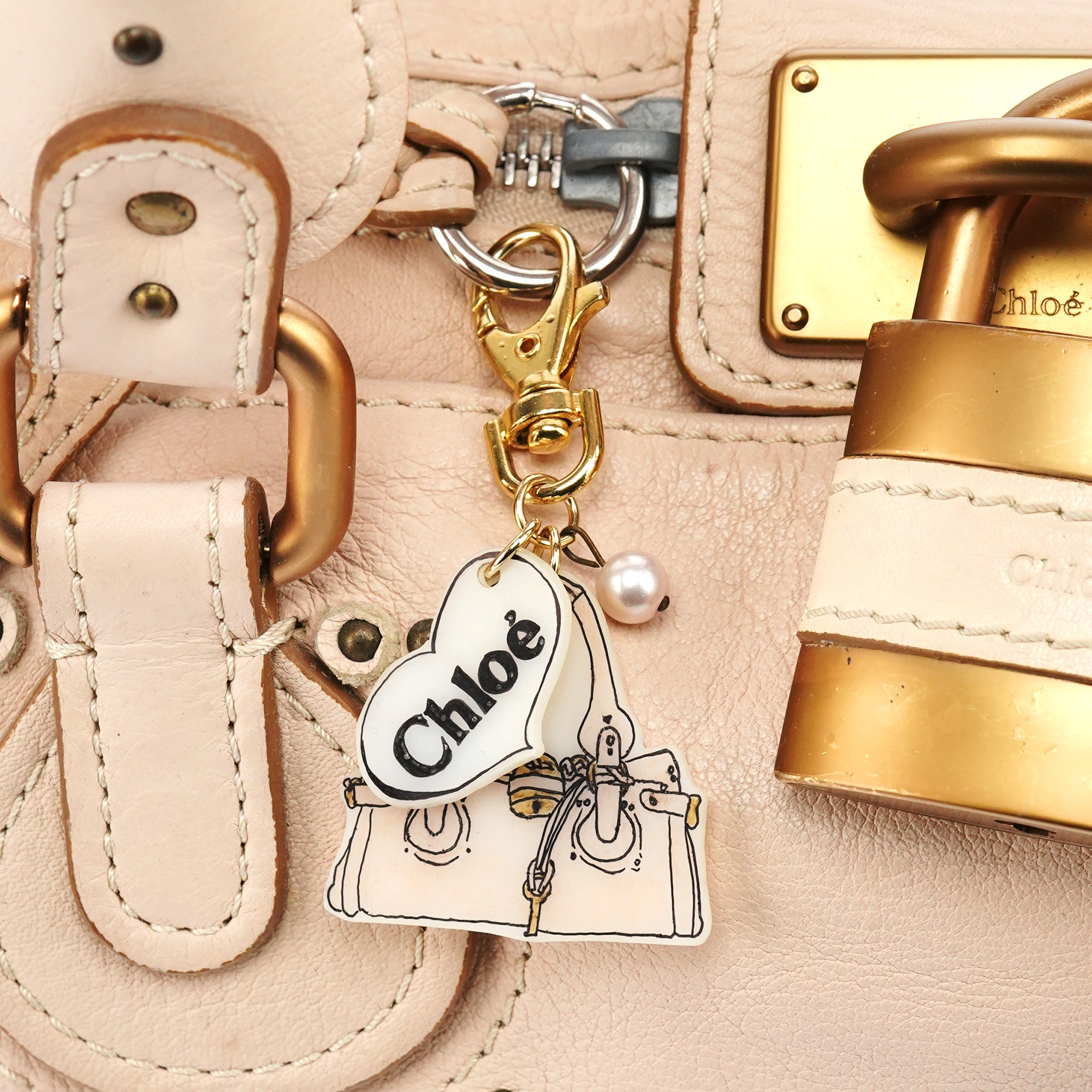 Chloé Sac à poignée Paddington en cuir beige