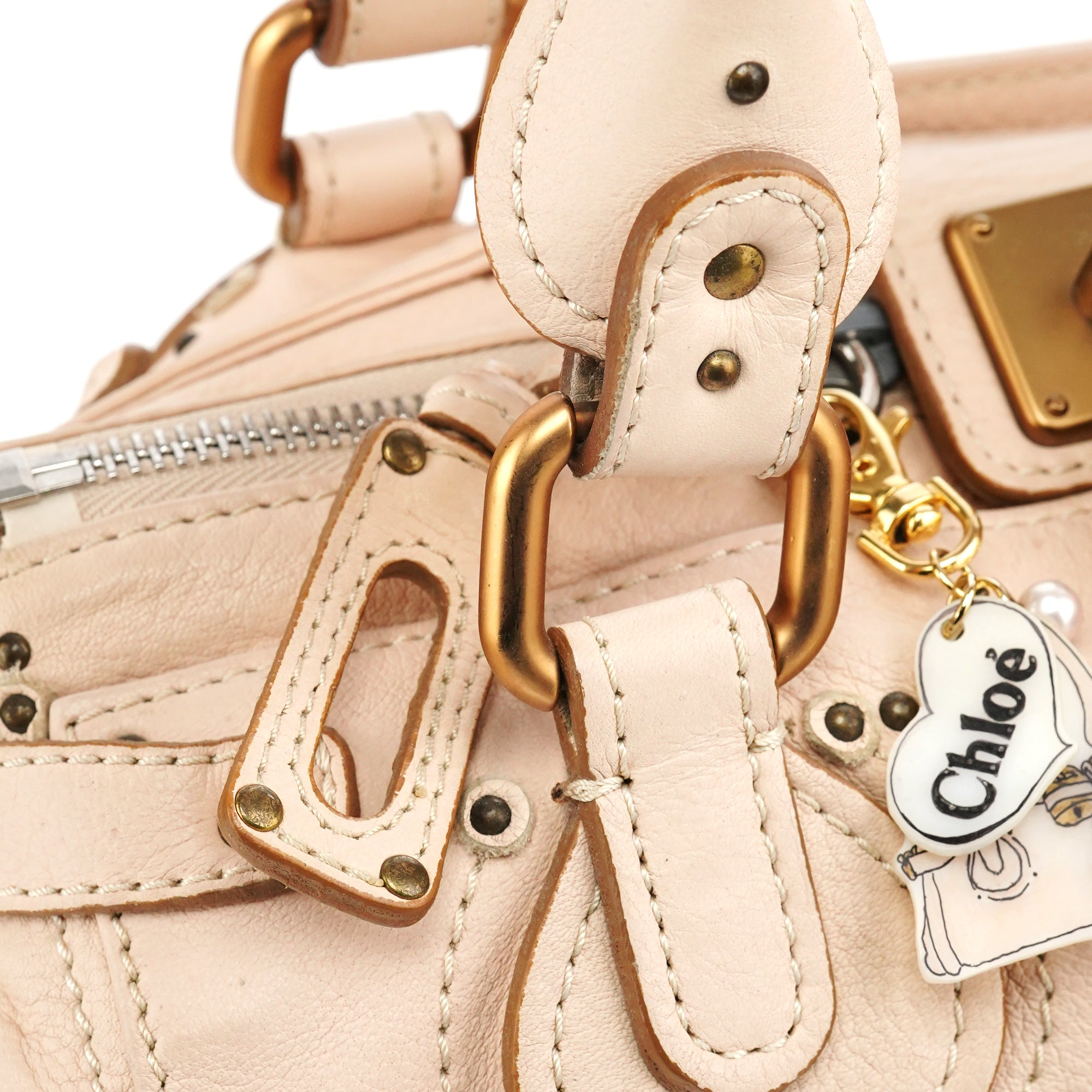 Chloé Sac à poignée Paddington en cuir beige