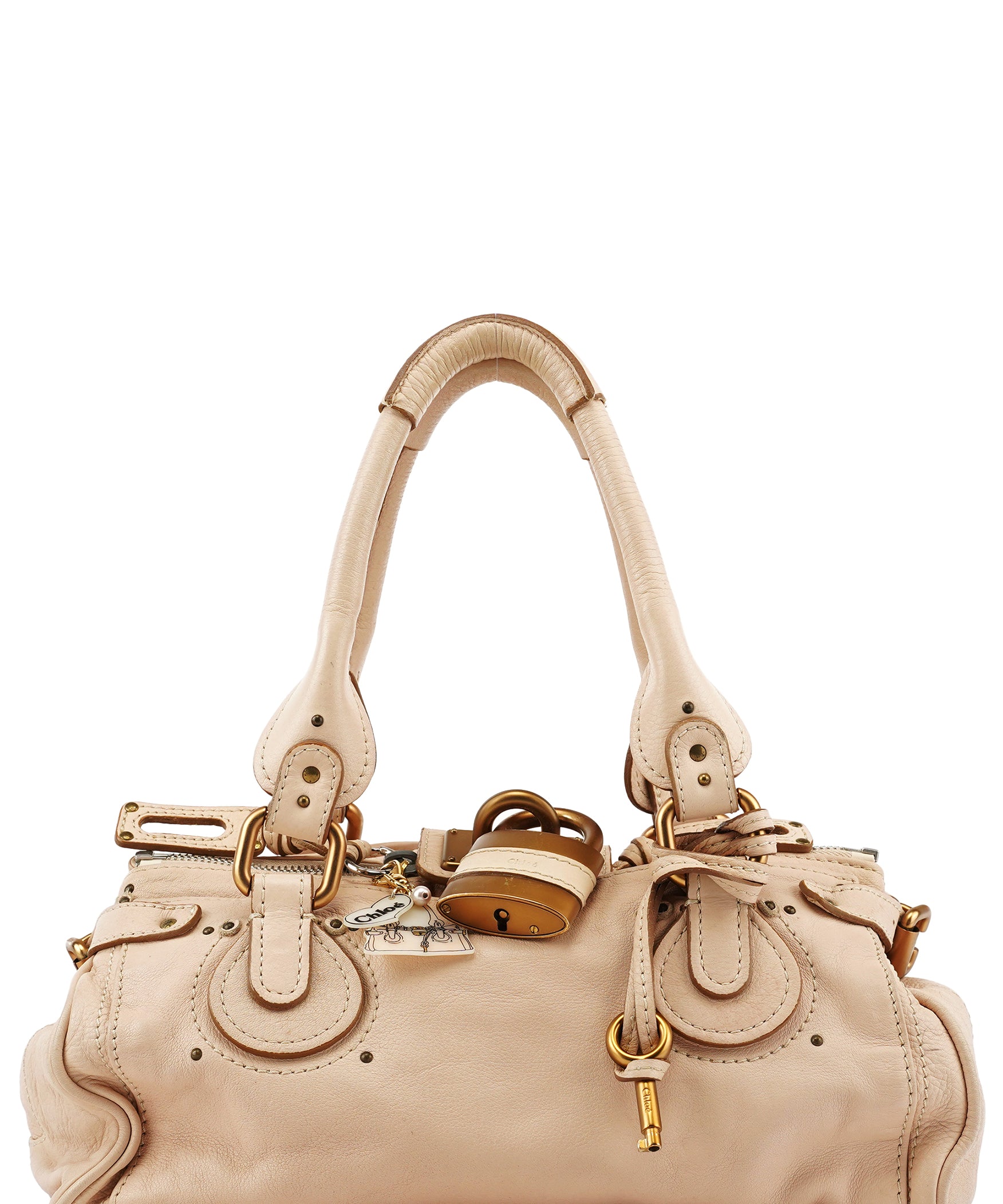Chloe Beige Leather Paddington Top Handle Bag