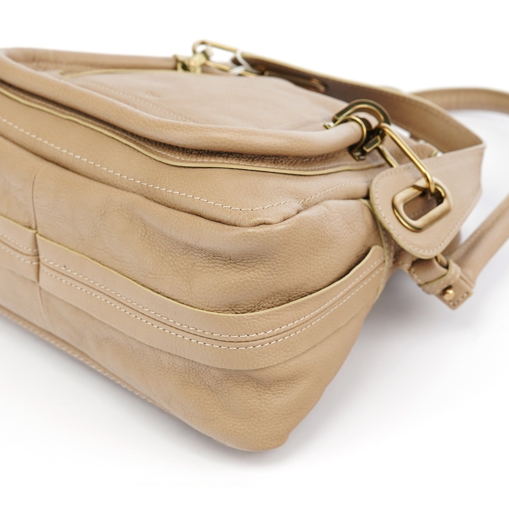 Chloé Sac deux portés Paraty en cuir beige