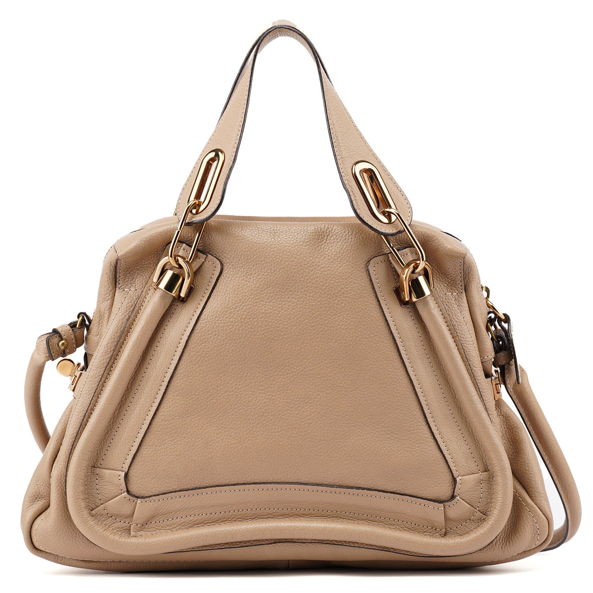 Chloé Sac deux portés Paraty en cuir beige