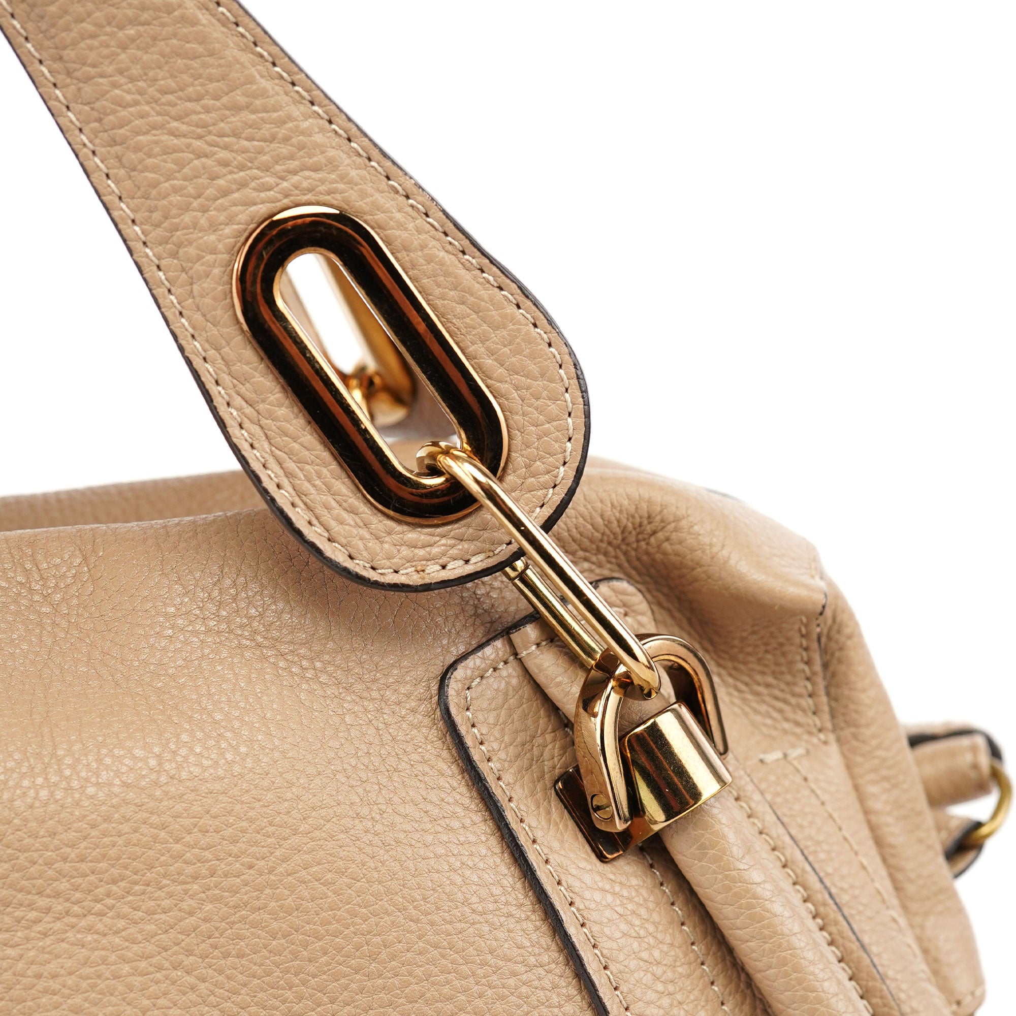 Chloé Sac deux portés Paraty en cuir beige