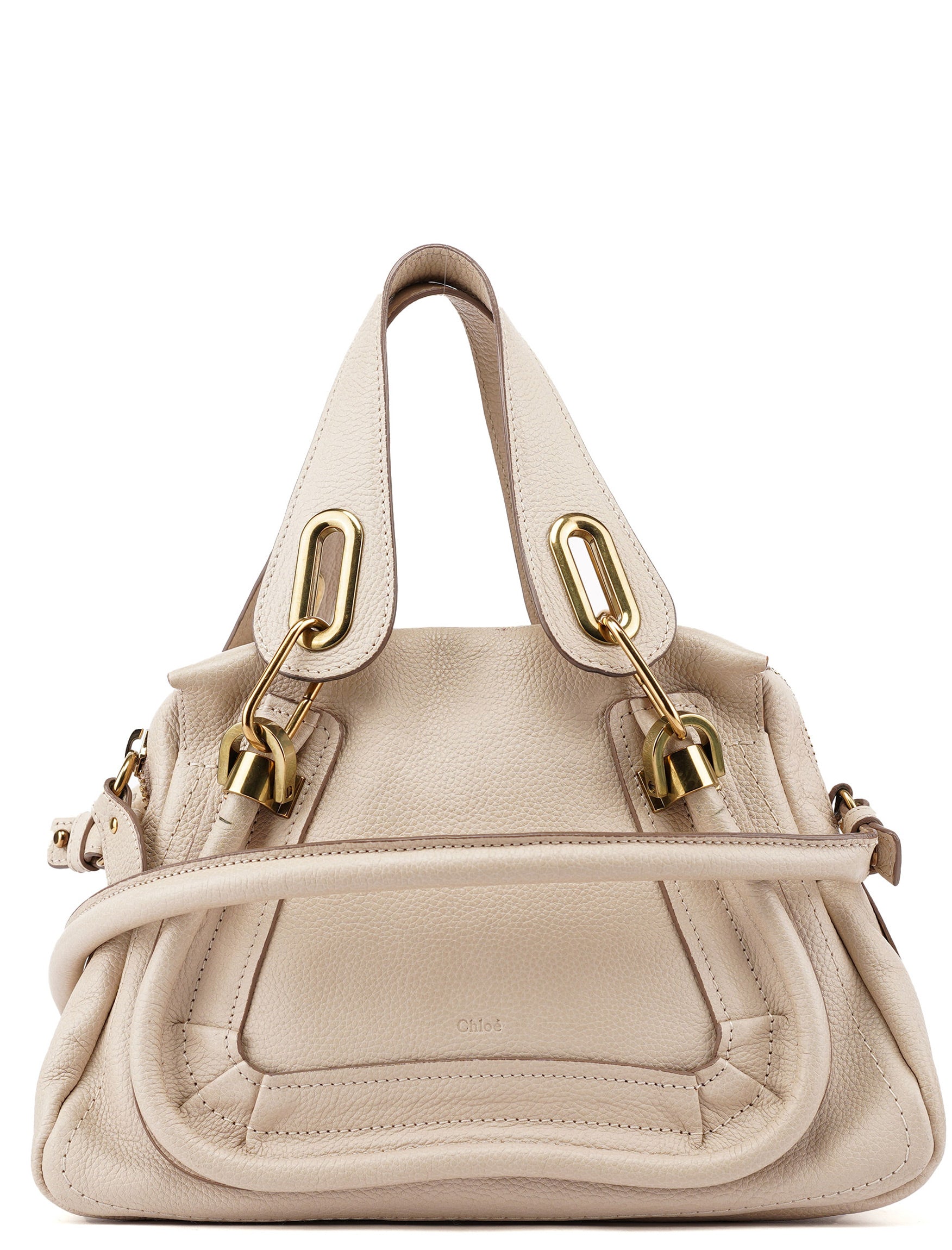 Chloé Sac deux portés Paraty en cuir beige