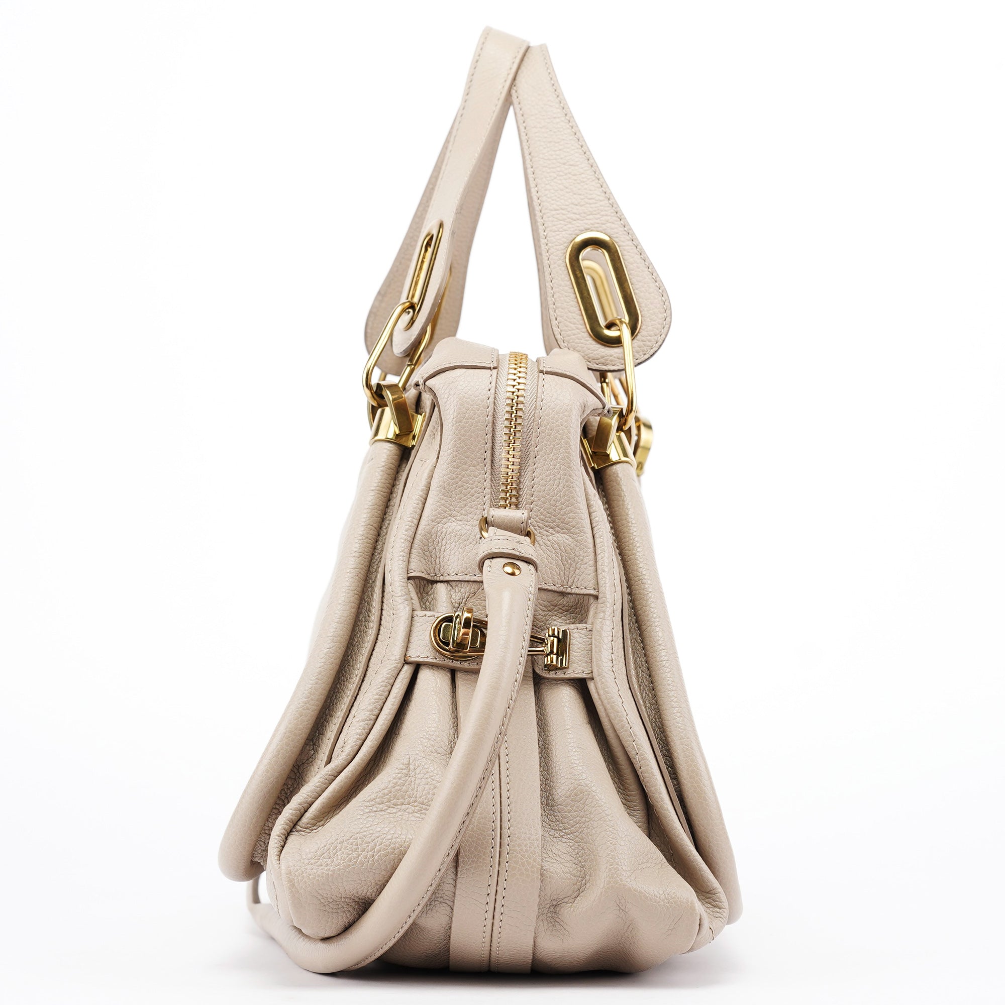Chloé Sac deux portés Paraty en cuir beige
