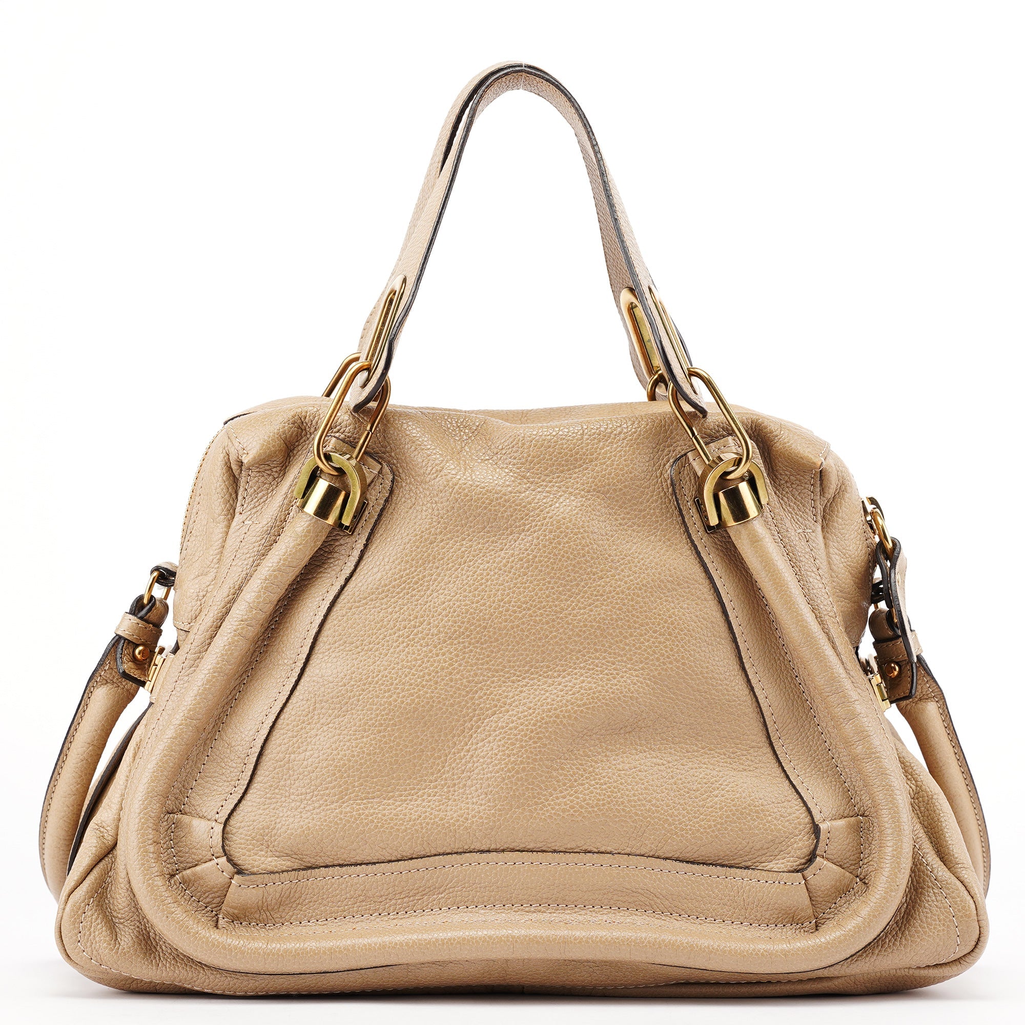 Chloé Sac deux portés Paraty en cuir beige
