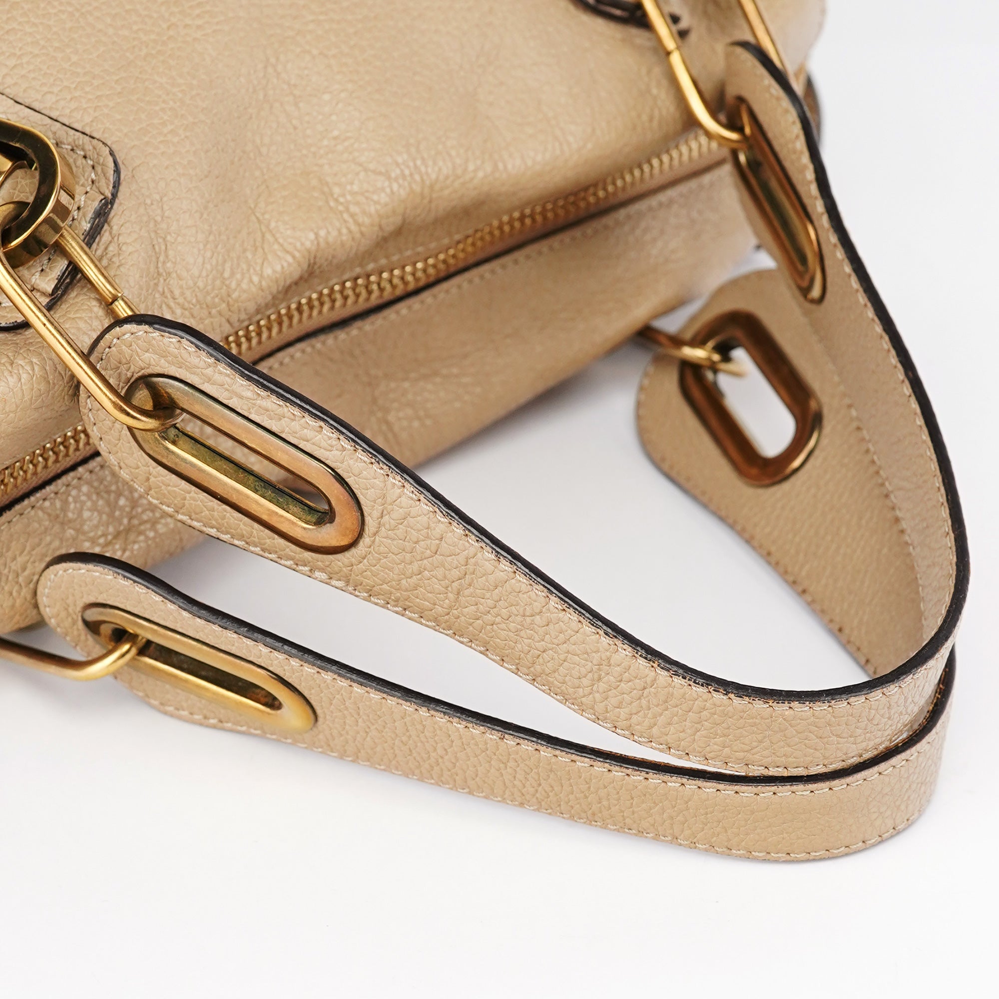 Chloé Sac deux portés Paraty en cuir beige