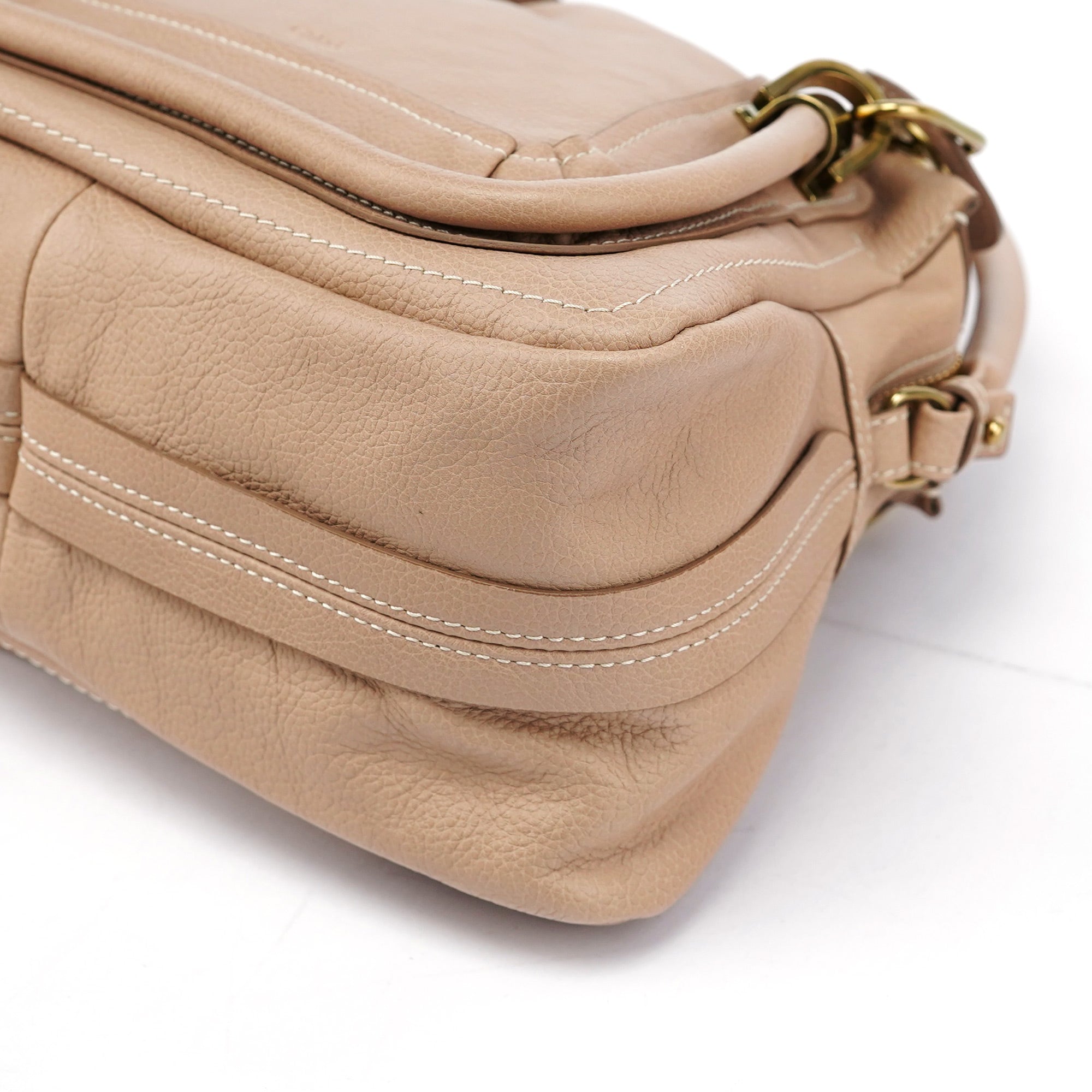 Chloé Sac deux portés Paraty en cuir beige