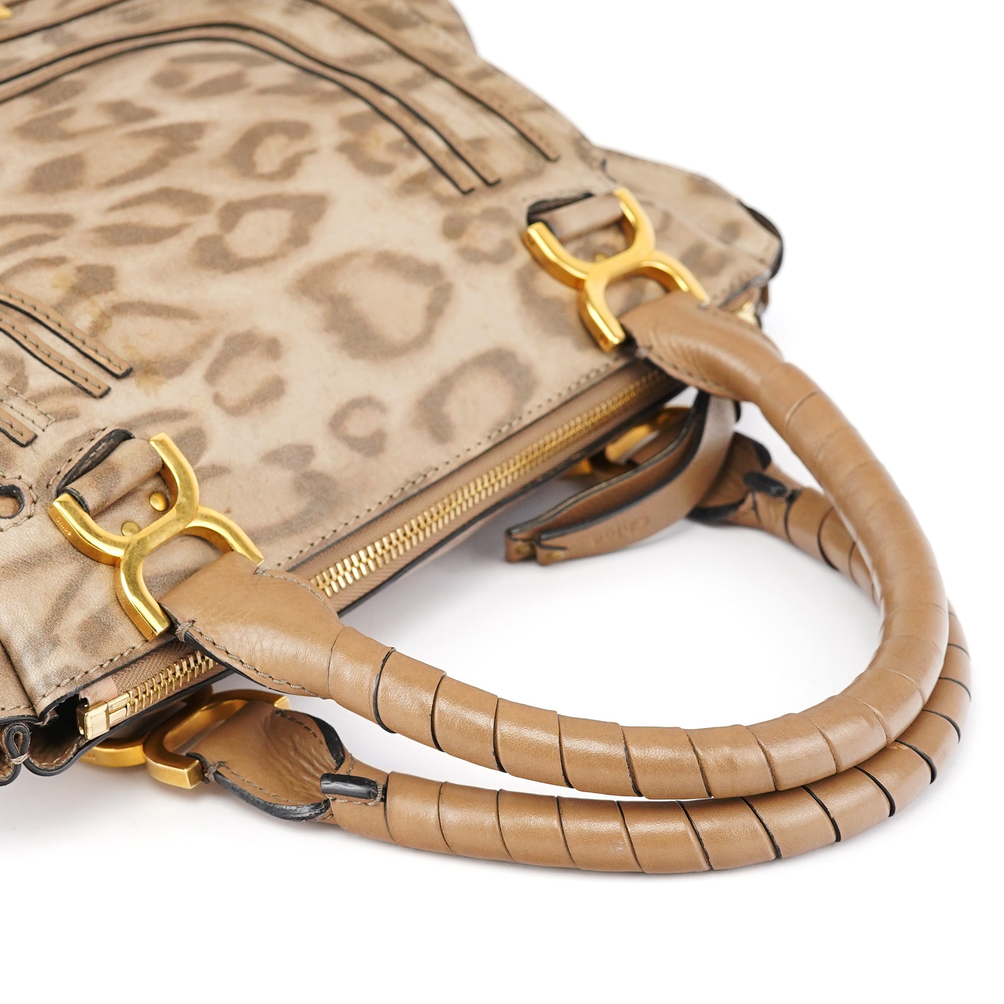 Chloé Sac Marcie en cuir léopard beige 1/150