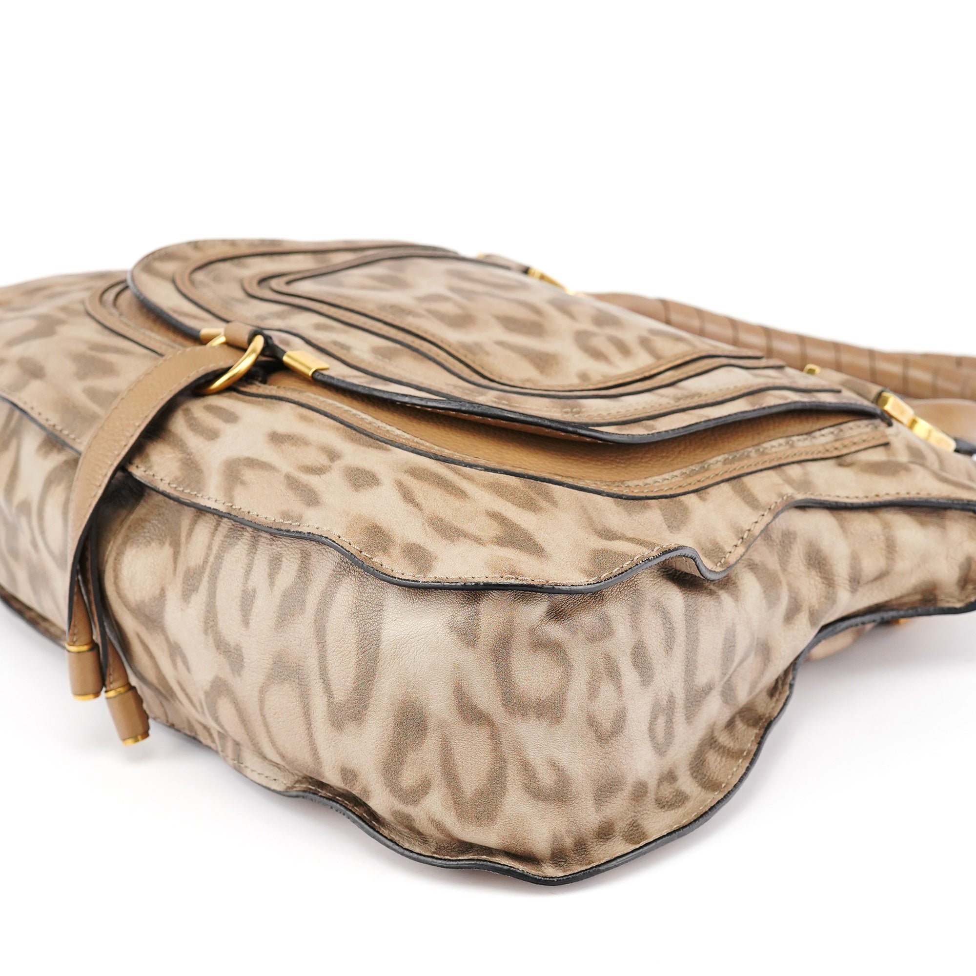 Chloé Sac Marcie en cuir léopard beige 1/150