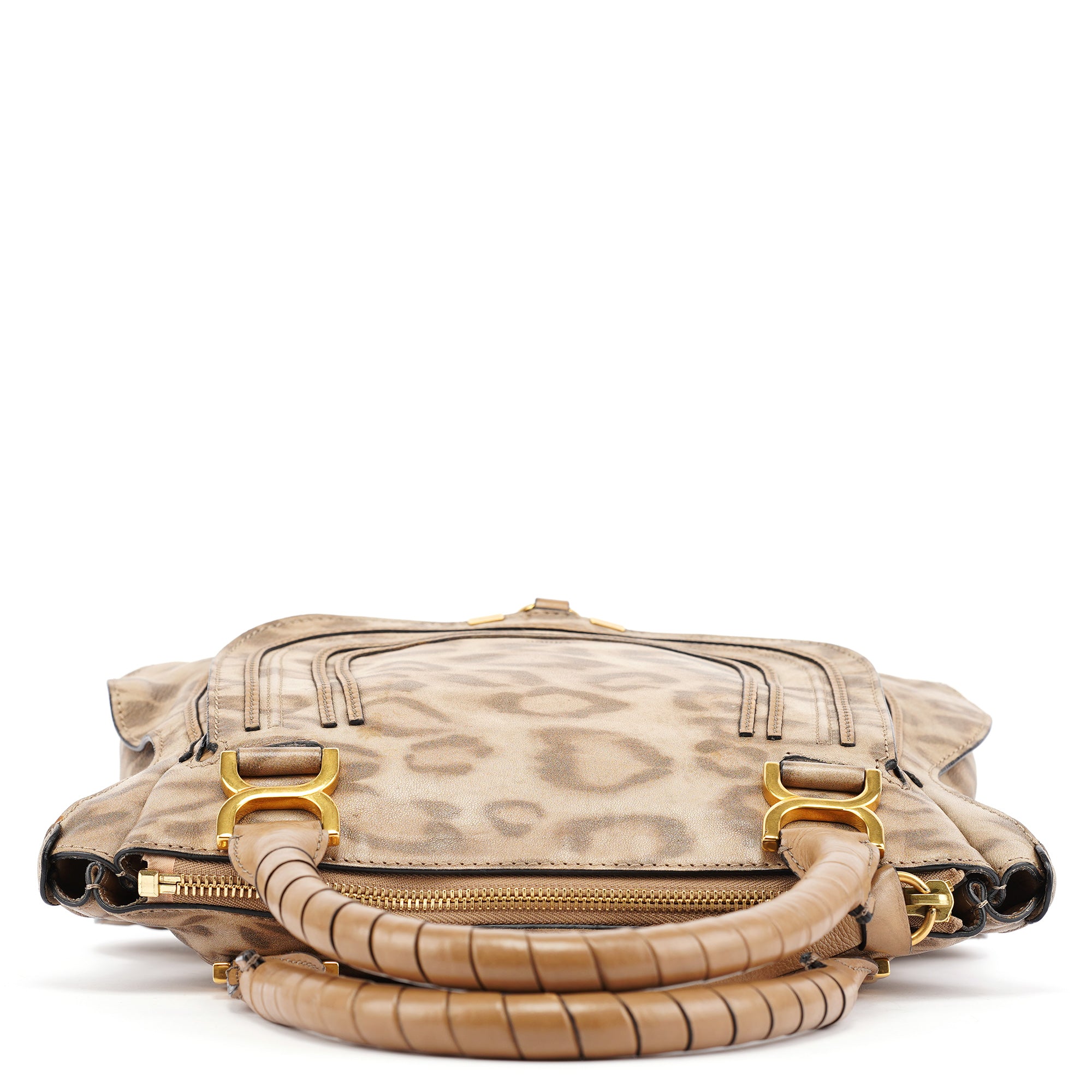 Chloé Sac Marcie en cuir léopard beige 1/150