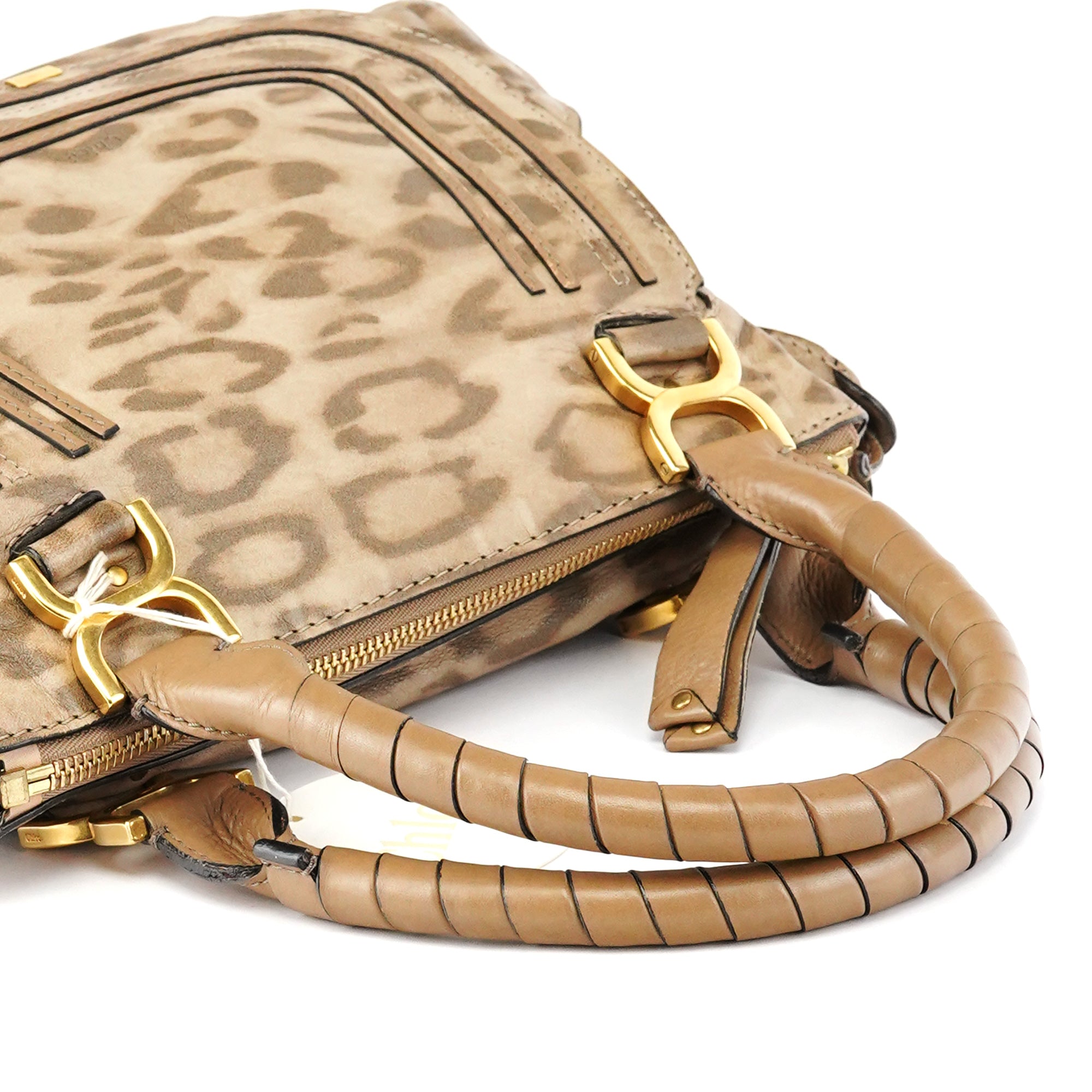 Chloe Beige Leopard Leather Marcie Shoulder Bag 1/300