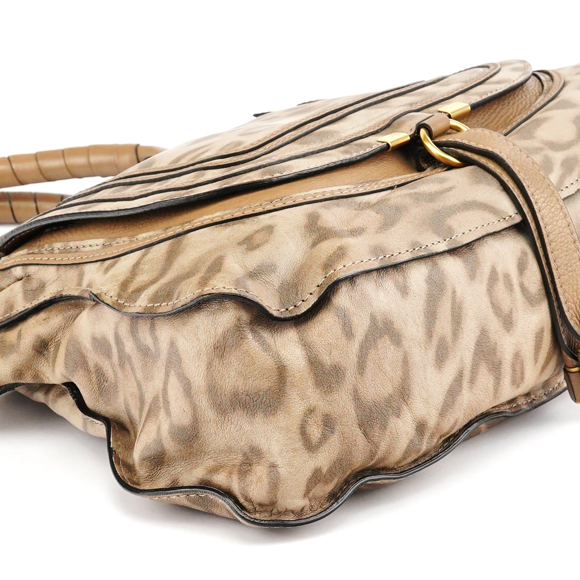 Chloe Beige Leopard Leather Marcie Shoulder Bag 1/300