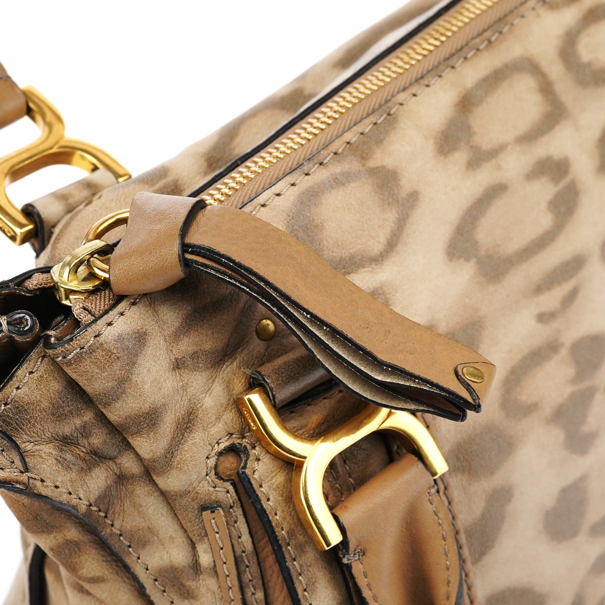 Chloe Beige Leopard Leather Marcie Shoulder Bag 1/300